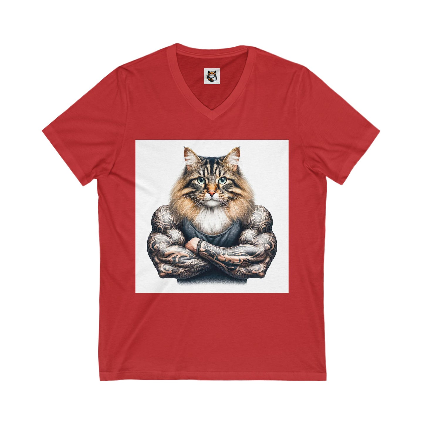 Norwegian Forest Cat Unisex Jersey Short Sleeve V-Neck Tee