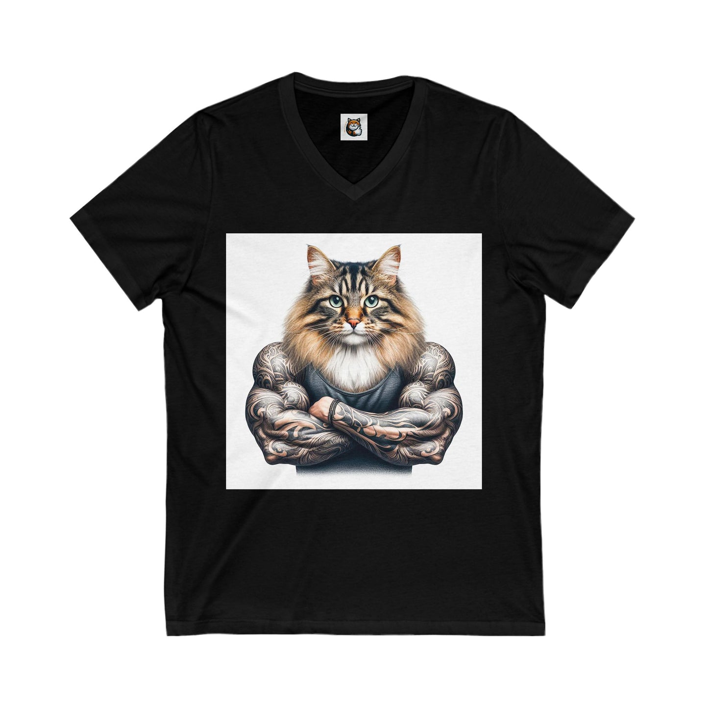 Norwegian Forest Cat Unisex Jersey Short Sleeve V-Neck Tee