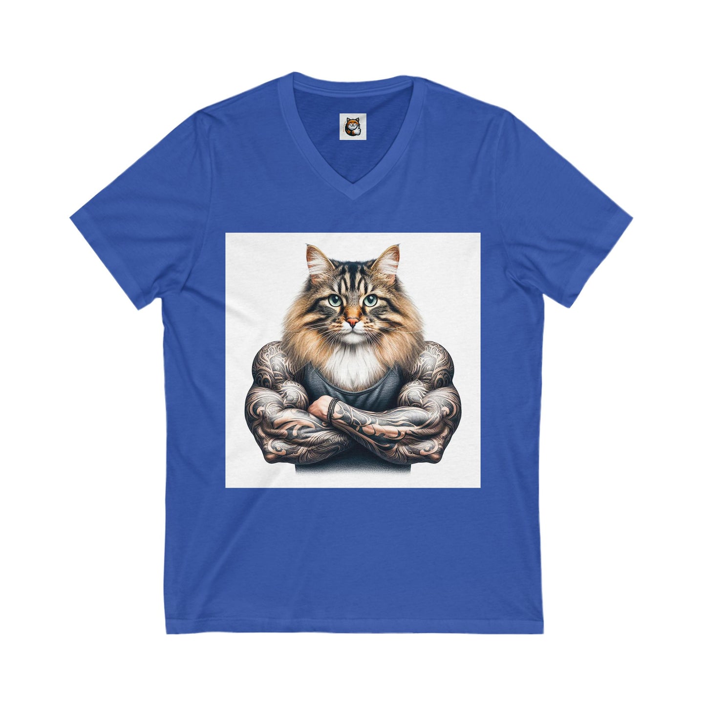 Norwegian Forest Cat Unisex Jersey Short Sleeve V-Neck Tee