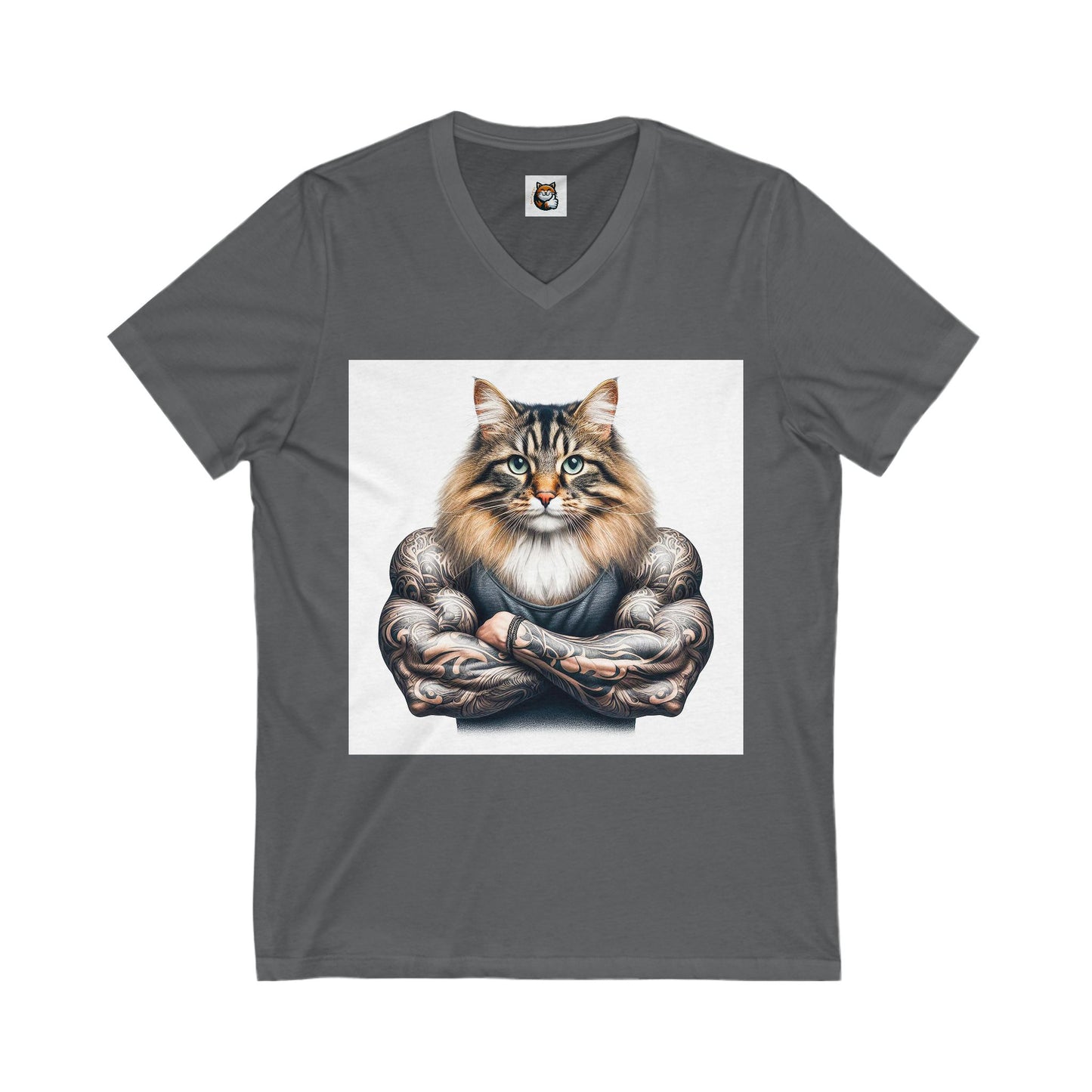 Norwegian Forest Cat Unisex Jersey Short Sleeve V-Neck Tee