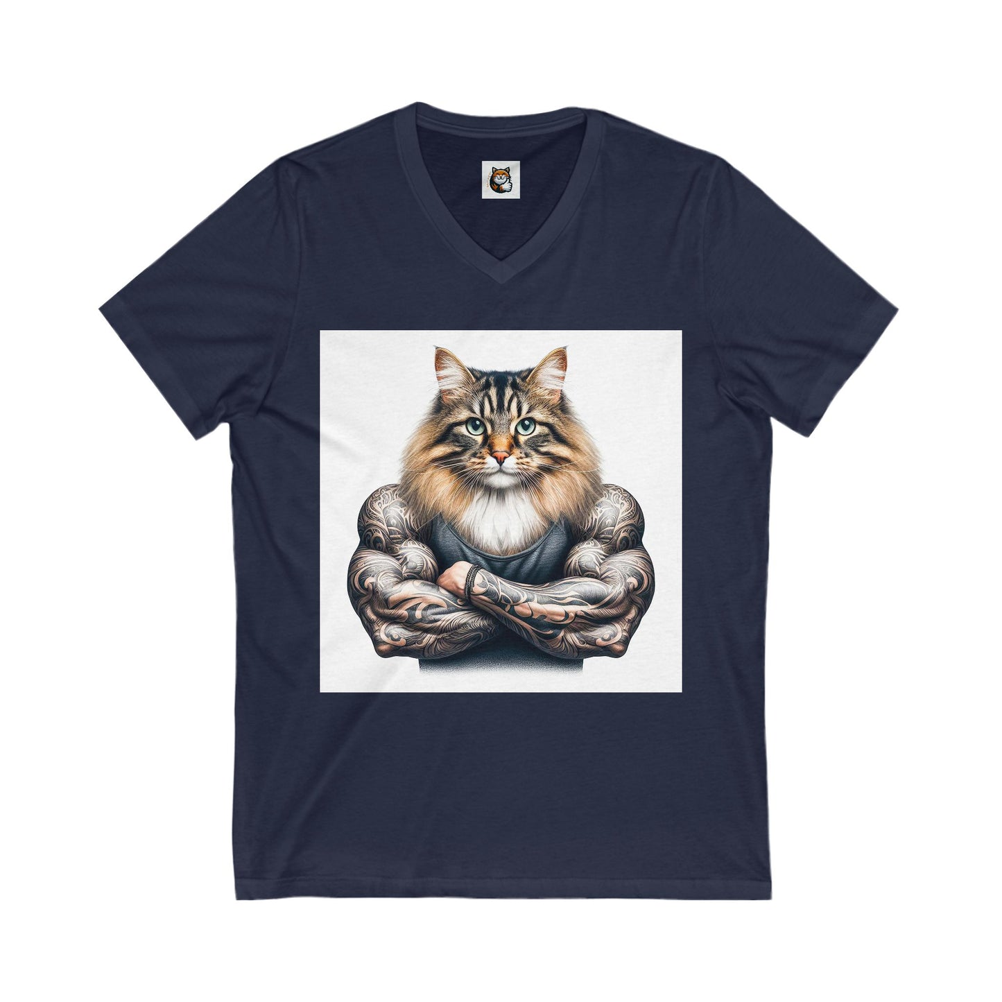 Norwegian Forest Cat Unisex Jersey Short Sleeve V-Neck Tee