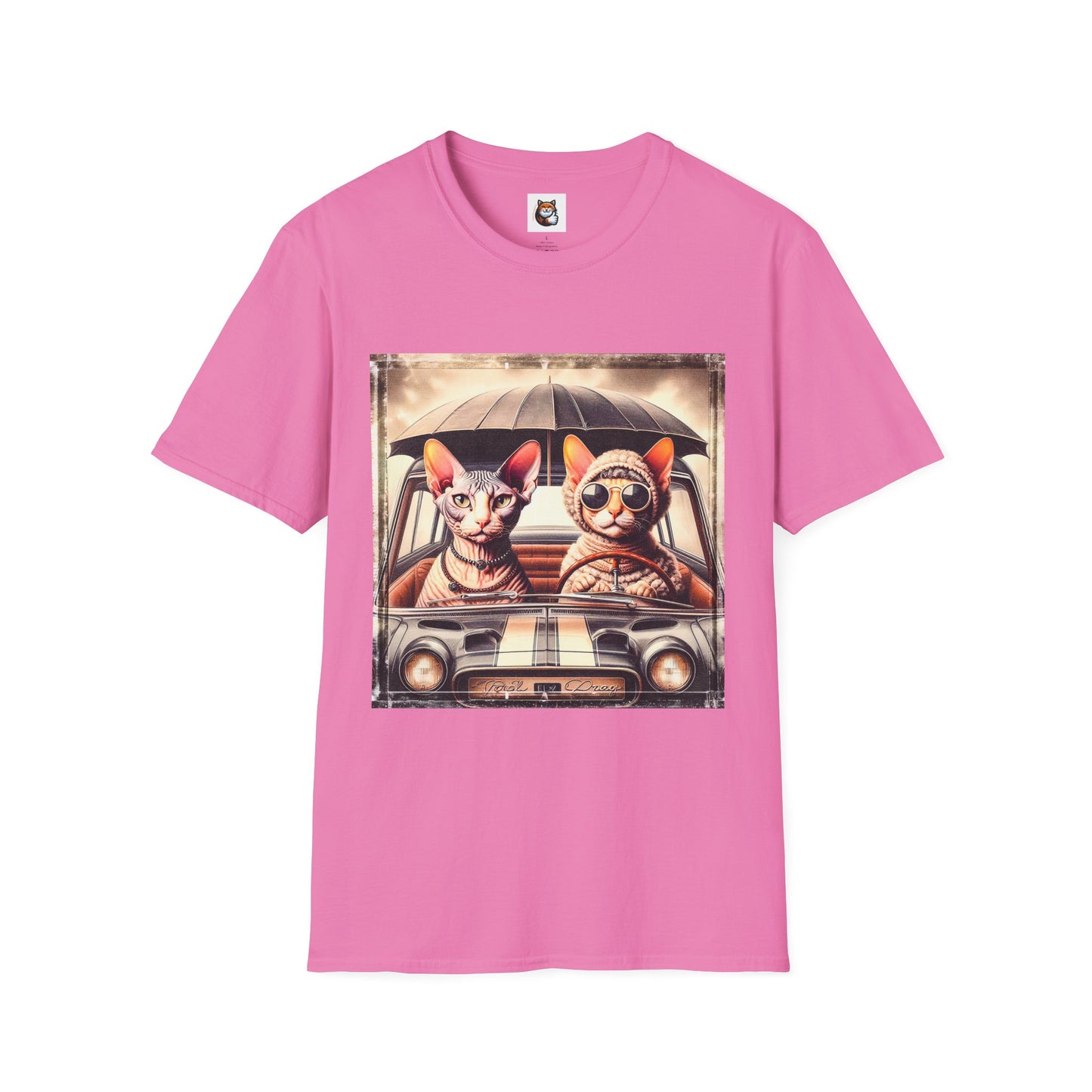 Wacky Cornish Rex Cat couple driving T-Shirt