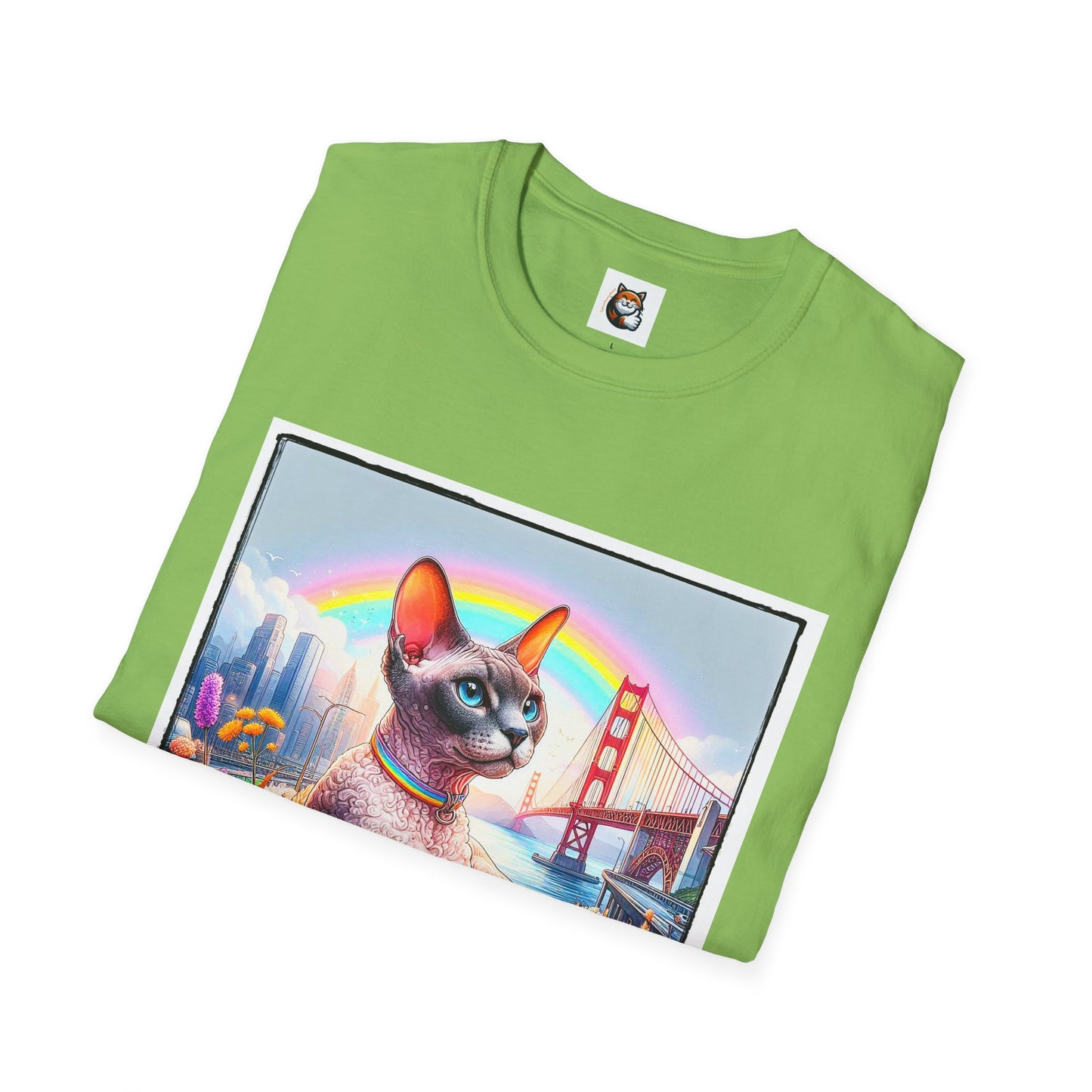 Devon Rex Cat rainbow Softstyle T-Shirt