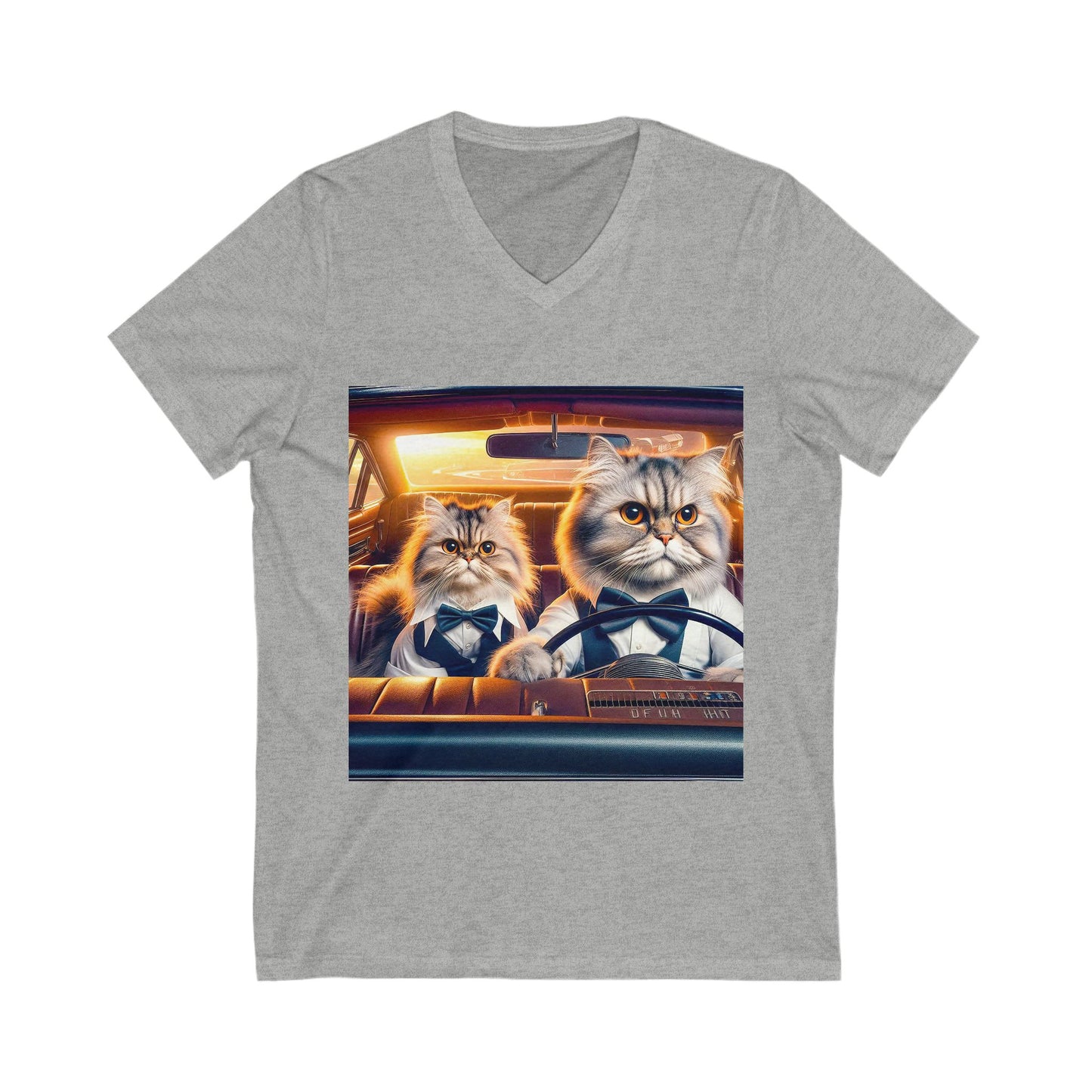 Wacky Persian Cat Unisex Jersey Short Sleeve V-Neck Tee