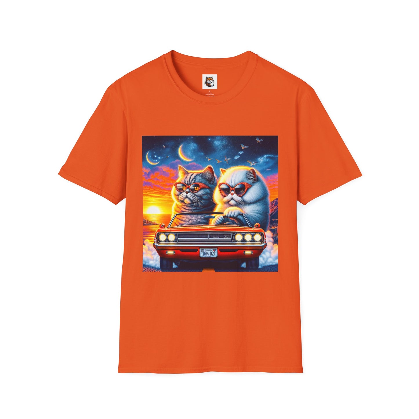 Selkirk Rex Cat T-Shirt sunset driving