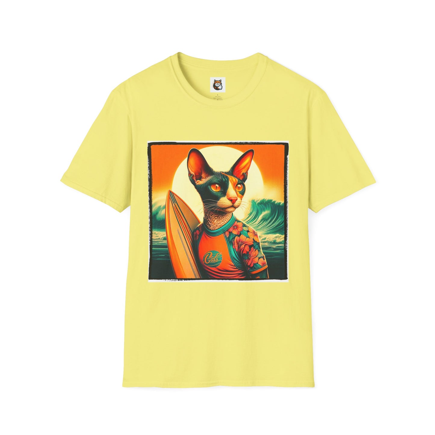 Cornish Rex Cat crashing waves T-Shirt