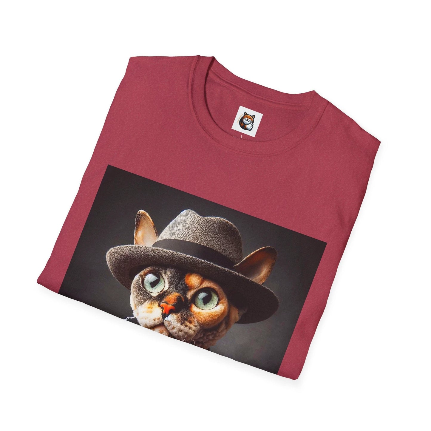 Devon Rex Cat hat and tie Softstyle T-Shirt by Printify