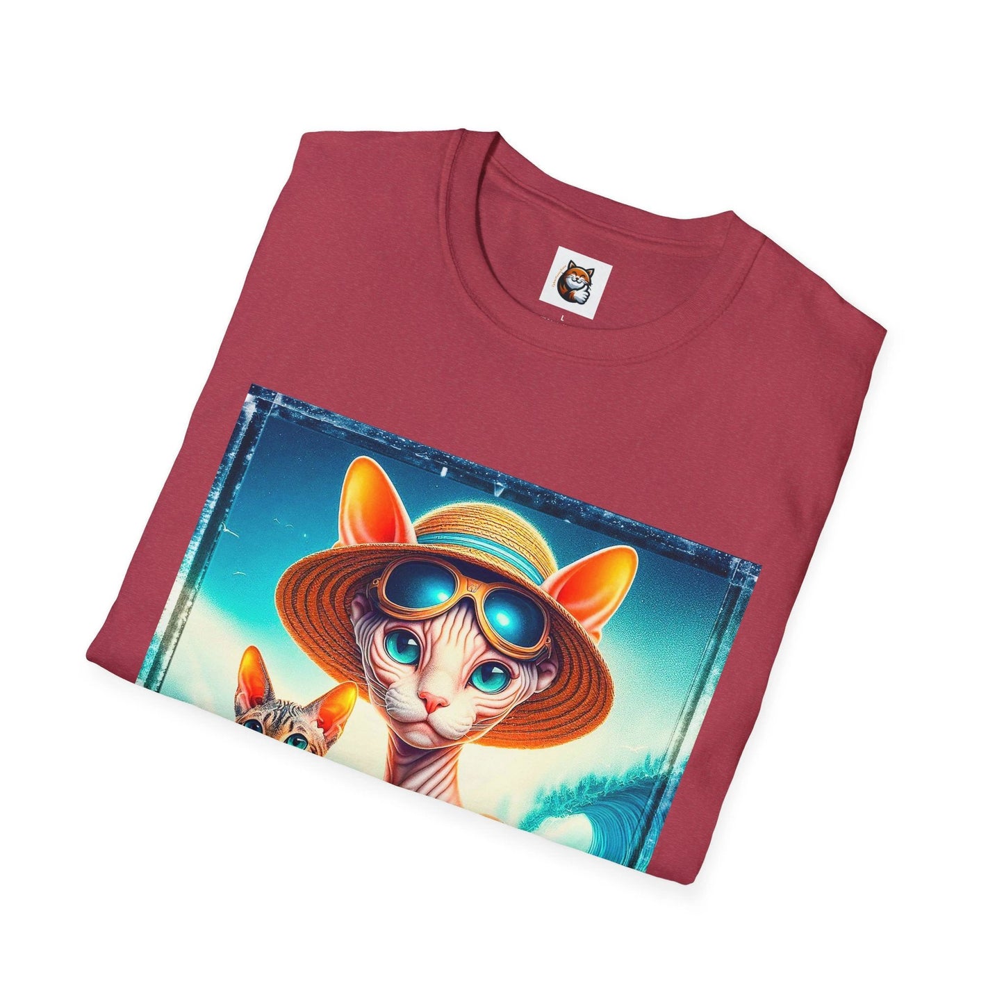 Devon Rex Cat beach babe Softstyle T-Shirt by Printify
