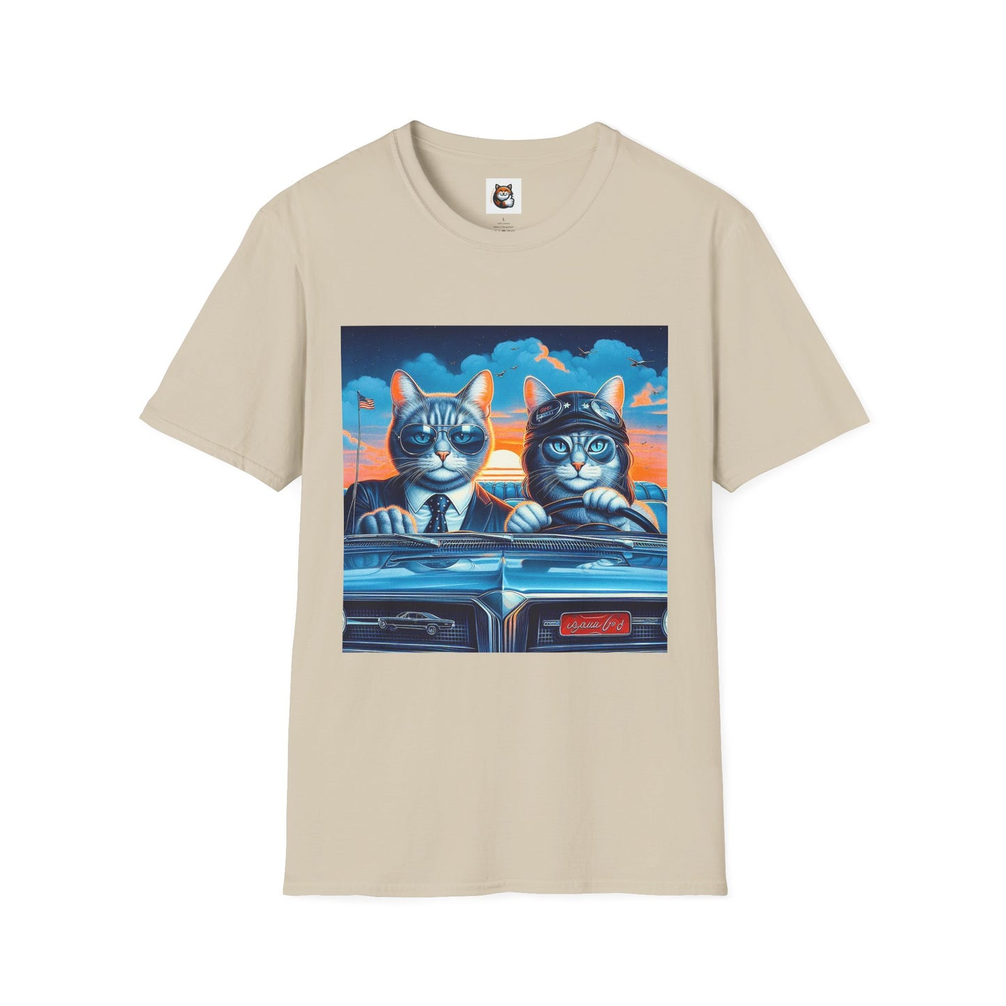 Wacky Russian Blue Cat cute couple driving T-Shirt