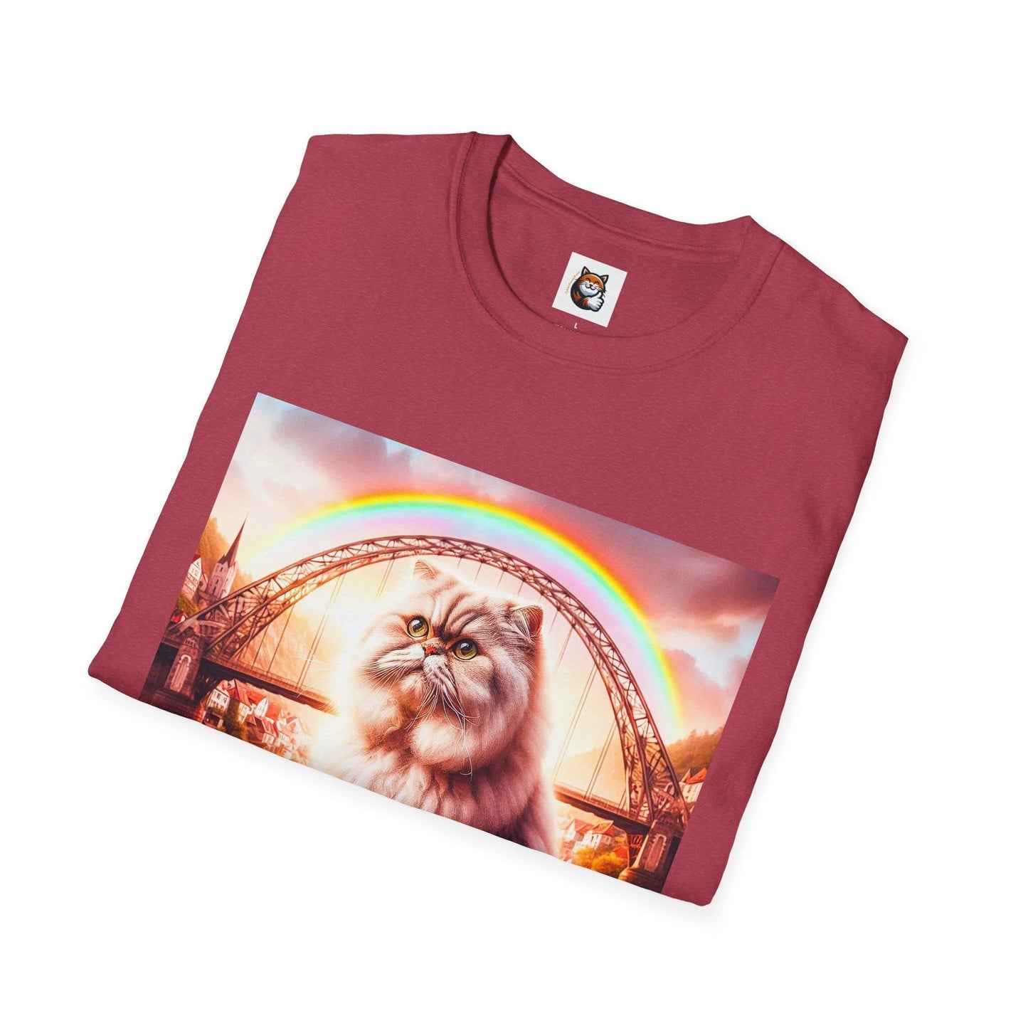 Selkirk Rex Cat T-Shirt rainbow bridge by Printify