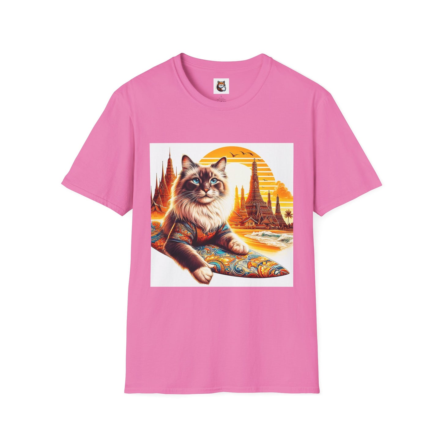 British Shorthair surfing Softstyle T-Shirt