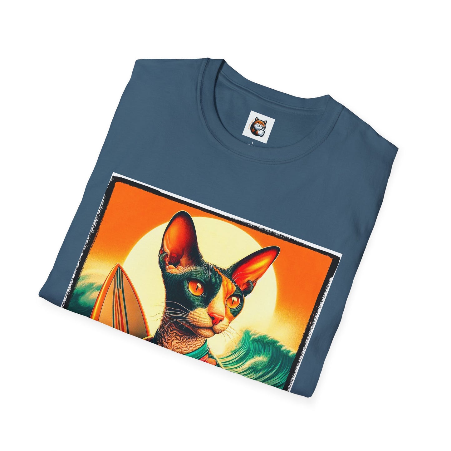 Cornish Rex Cat crashing waves T-Shirt
