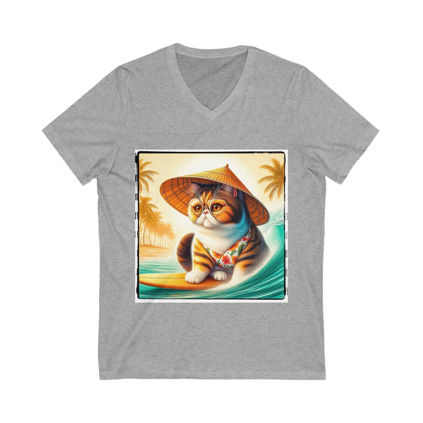 Exotic Shorthair Cat Unisex Jersey Short Sleeve V-Neck Tee