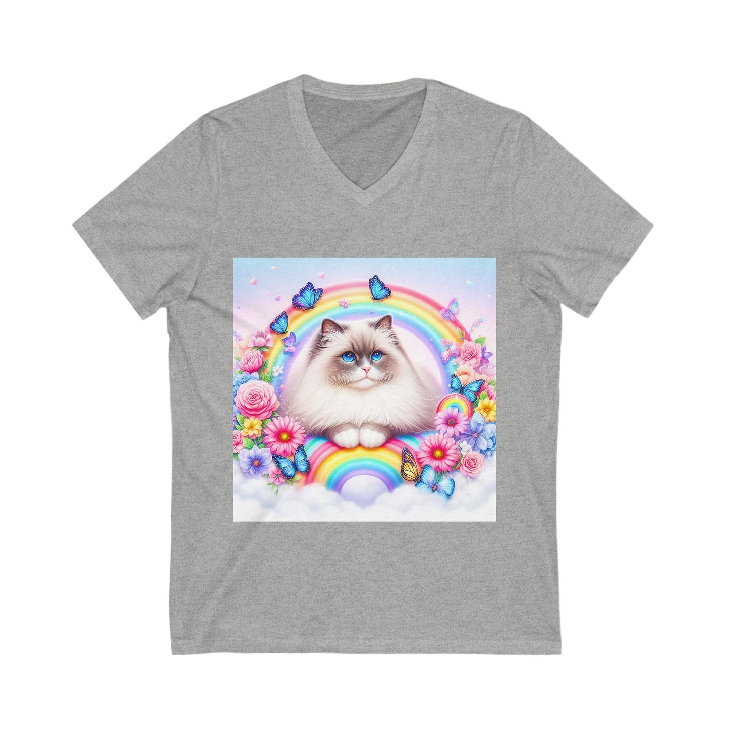 Ragdoll Cat Unisex Jersey Short Sleeve V-Neck Tee