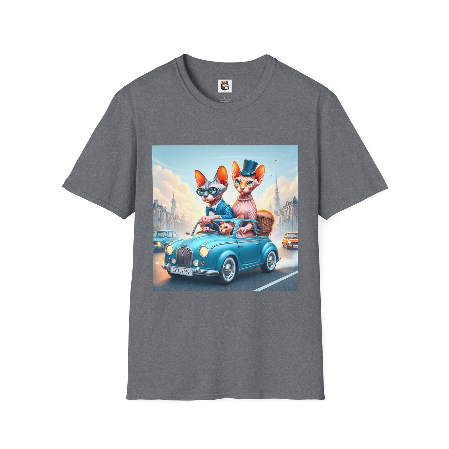 Wacky Sphynx Cat blue car