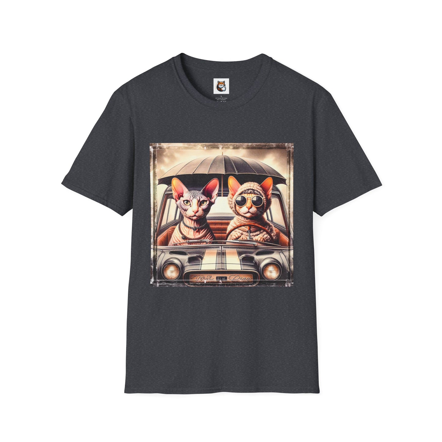 Wacky Cornish Rex Cat couple driving T-Shirt