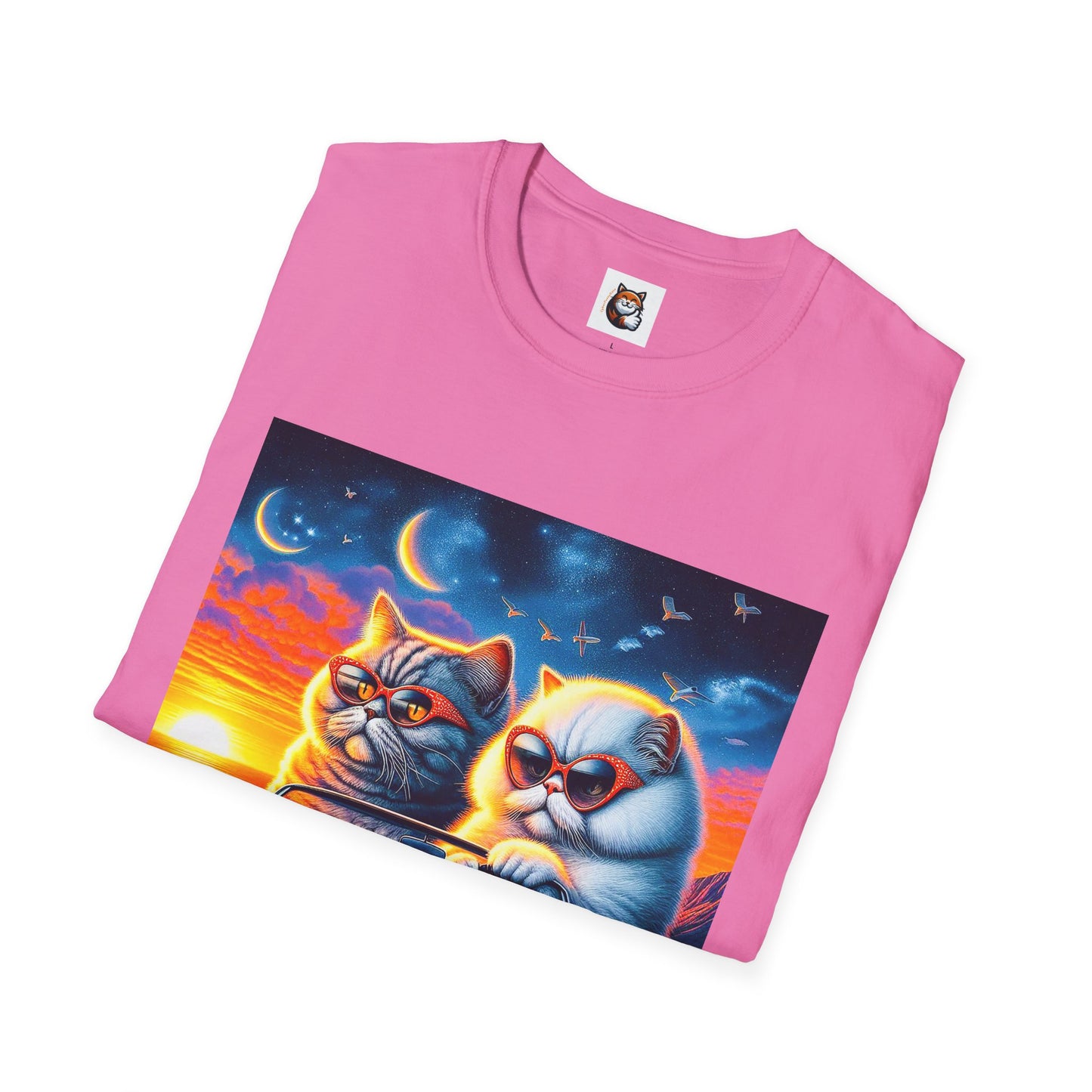 Selkirk Rex Cat T-Shirt sunset driving