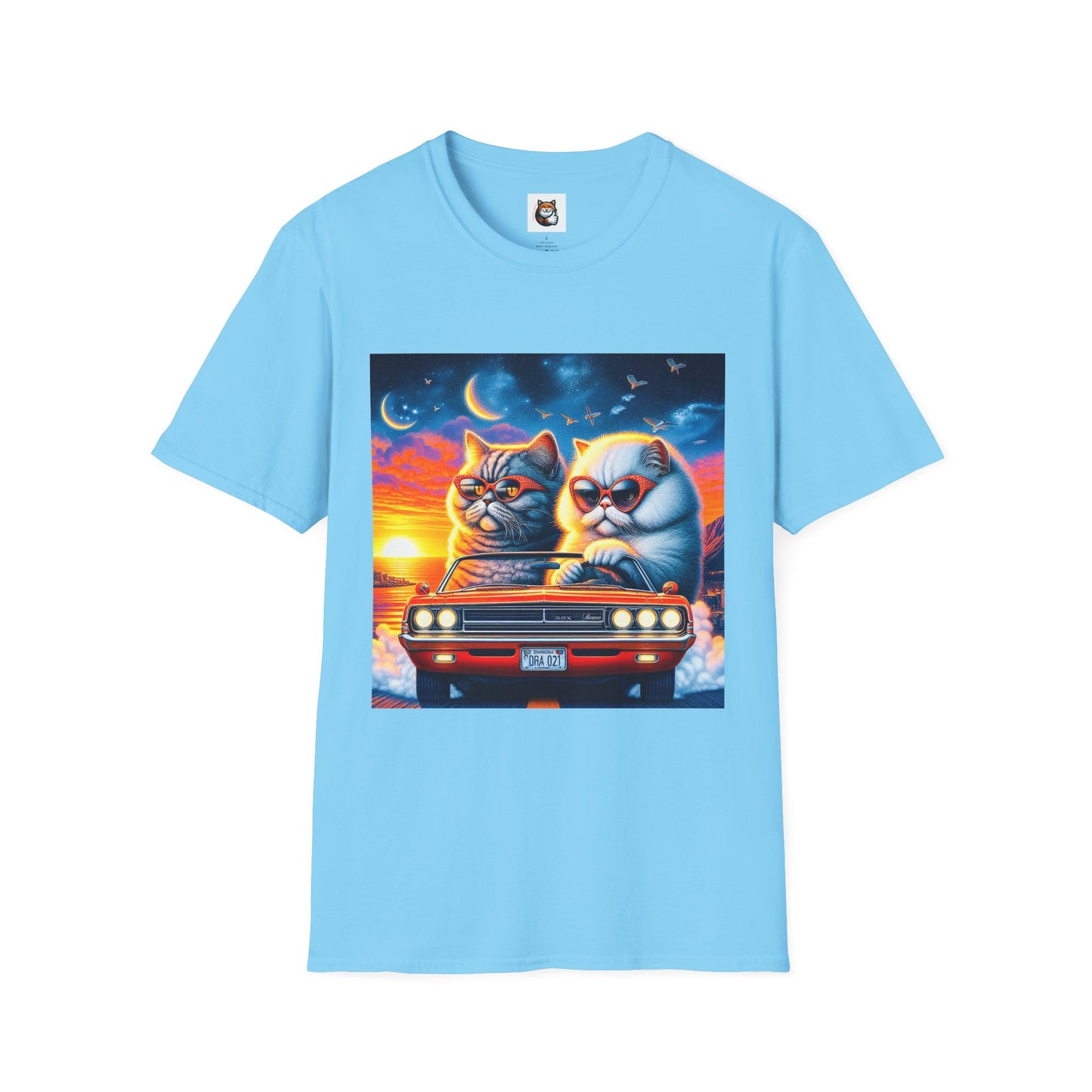 Selkirk Rex Cat T-Shirt sunset driving