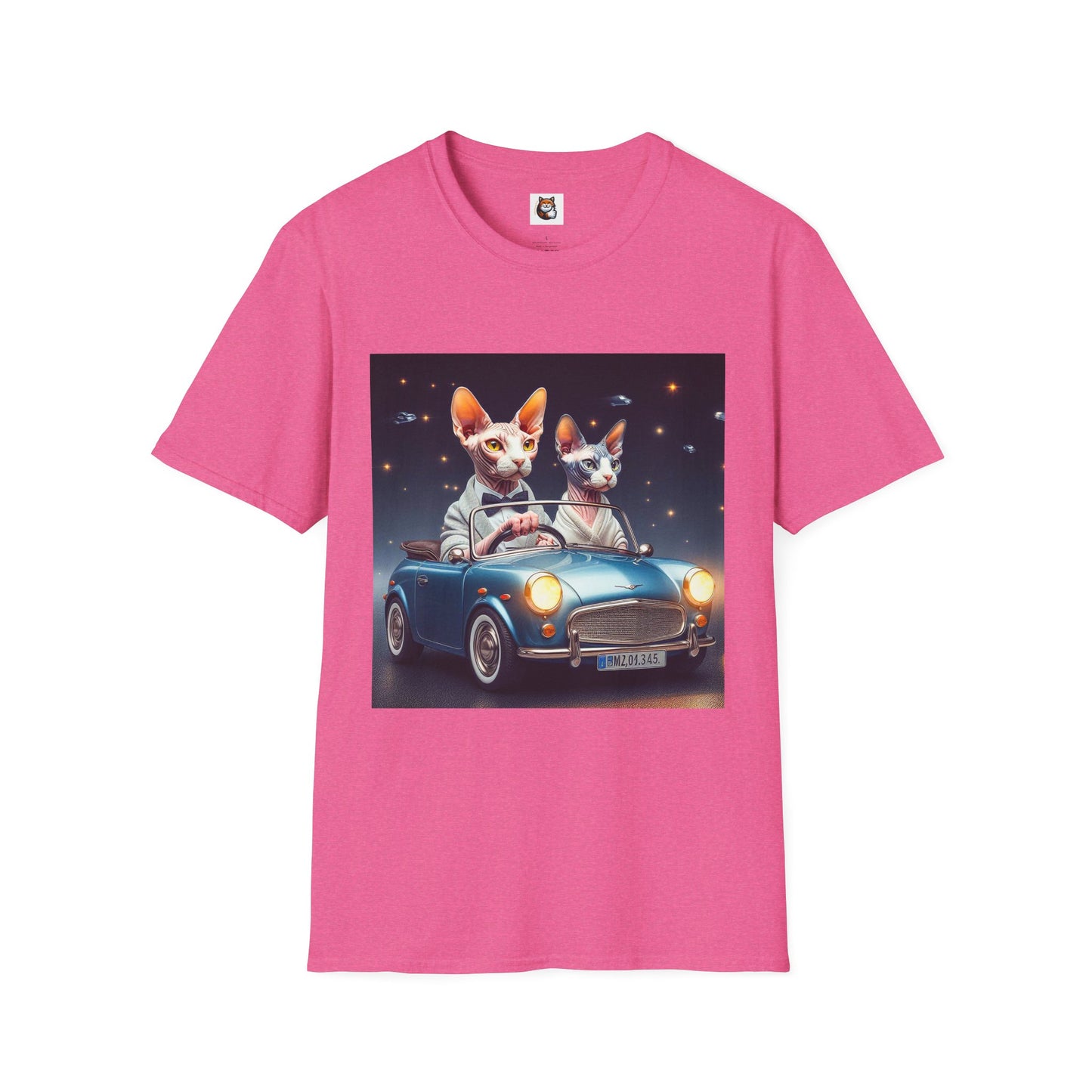 Wacky Sphynx Cat blue car