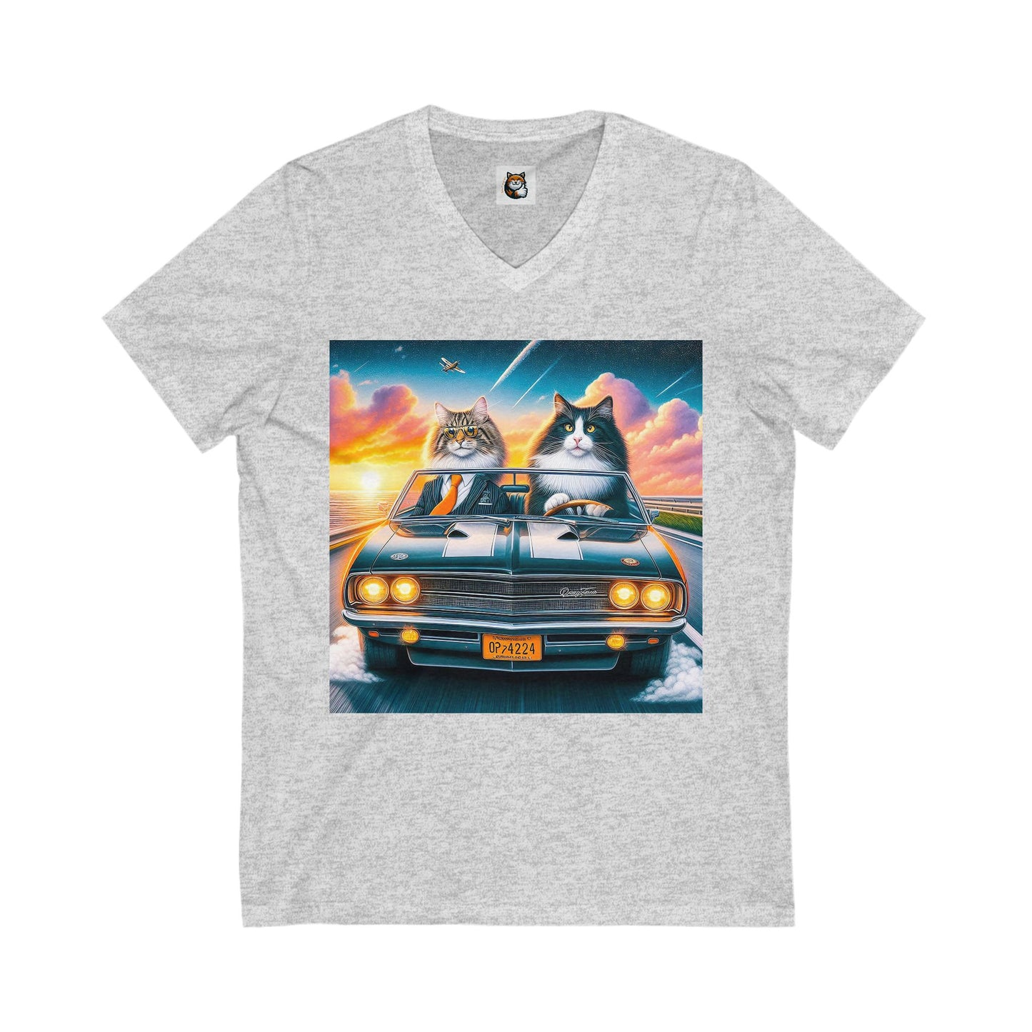 Wacky Norwegian Forest Cat Unisex Jersey Short Sleeve V-Neck Tee