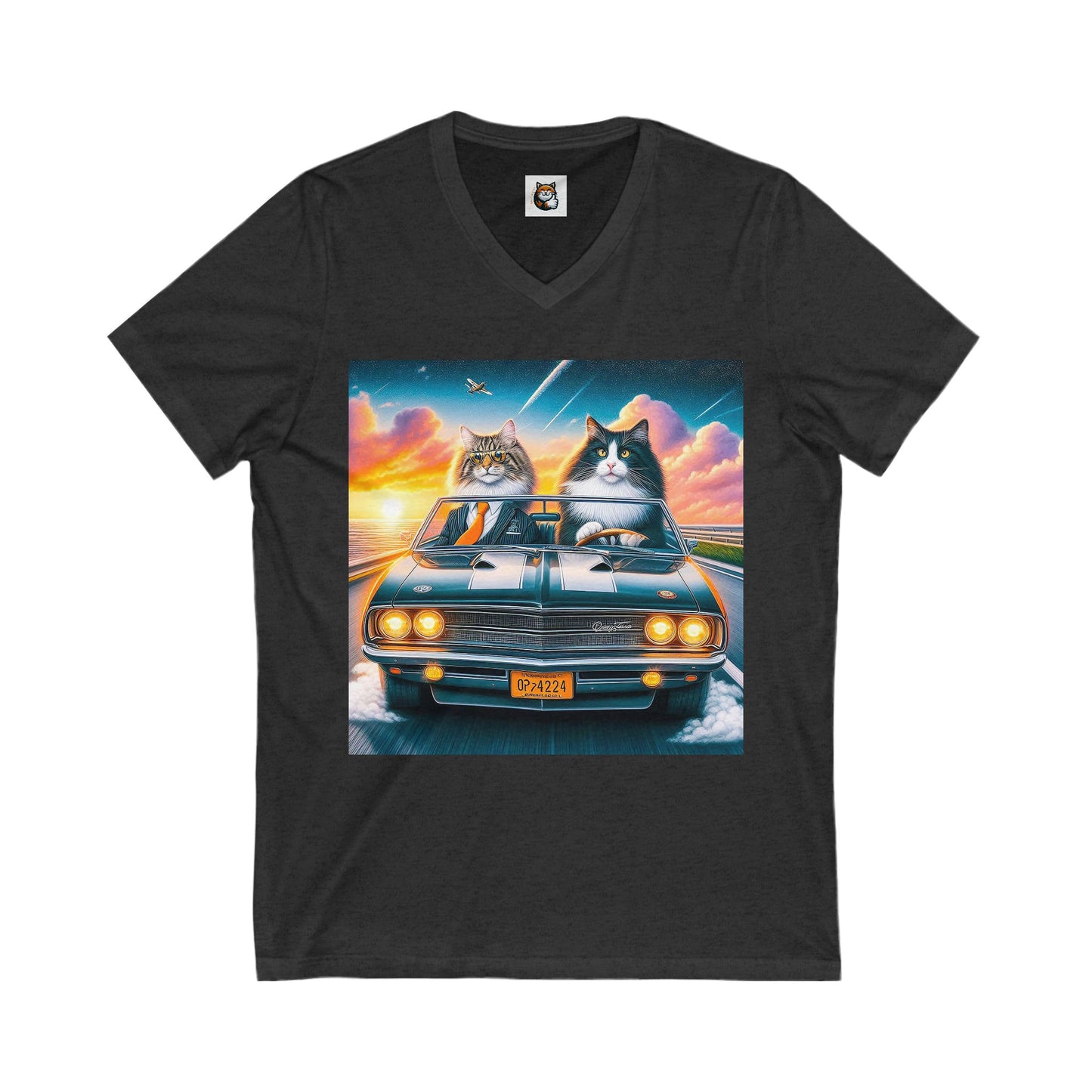Wacky Norwegian Forest Cat Unisex Jersey Short Sleeve V-Neck Tee
