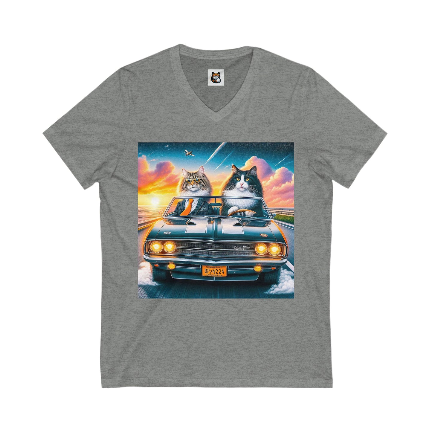Wacky Norwegian Forest Cat Unisex Jersey Short Sleeve V-Neck Tee