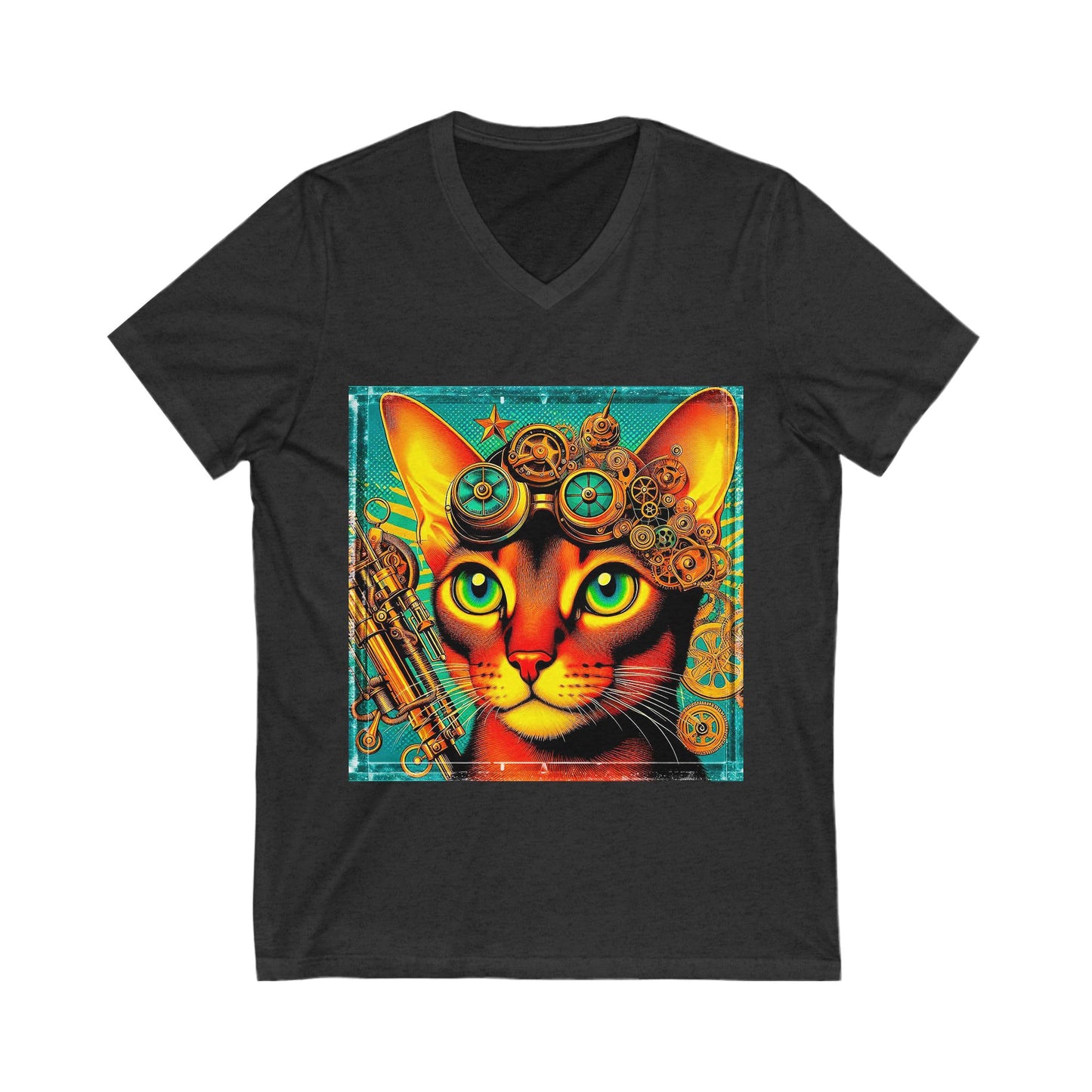 Abyssinian steam punk Jersey Short Sleeve V-Neck Tee