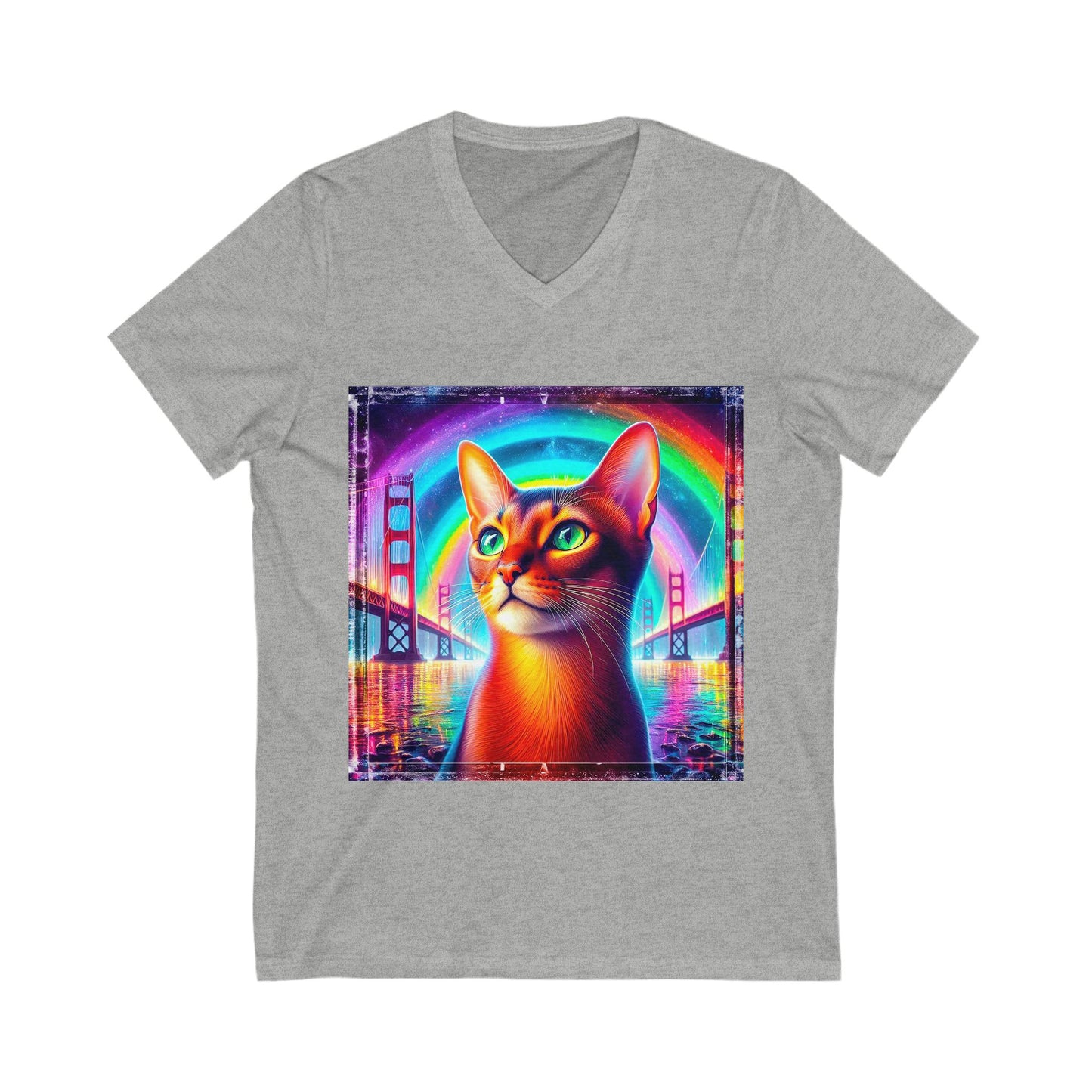 Abyssinian rainbow Jersey Short Sleeve V-Neck Tee