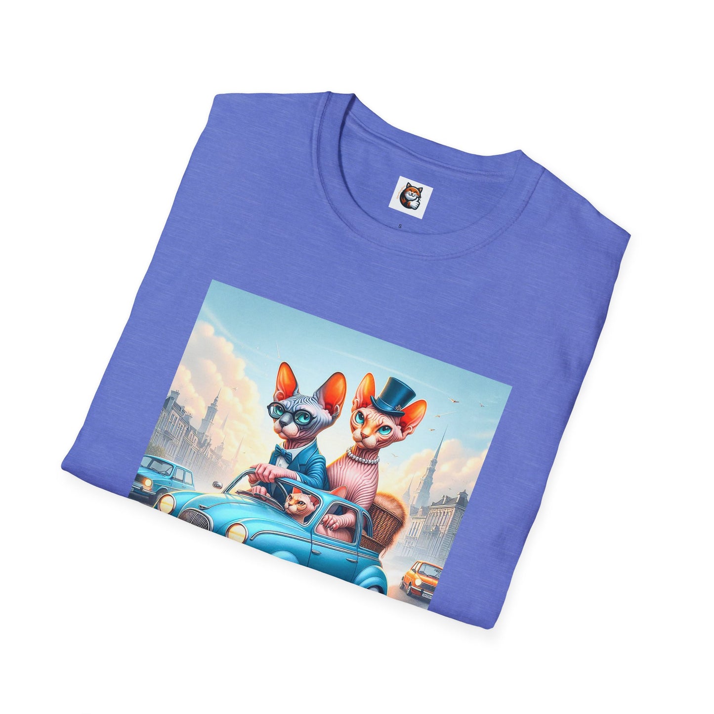 Wacky Sphynx Cat blue car