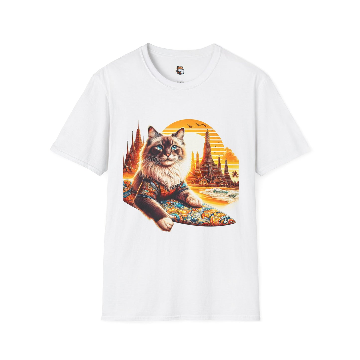 British Shorthair surfing Softstyle T-Shirt