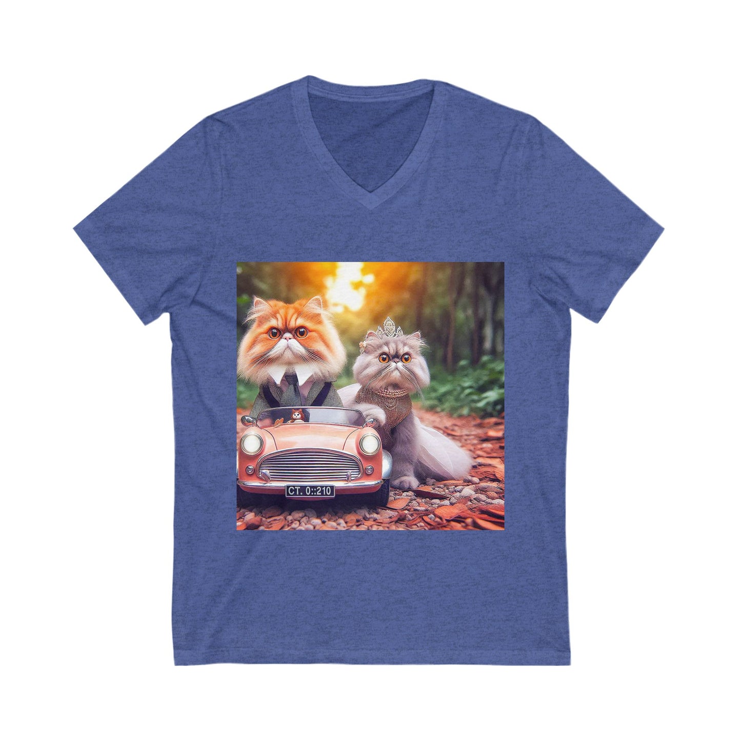 Wacky Persian Cat Unisex Jersey Short Sleeve V-Neck Tee