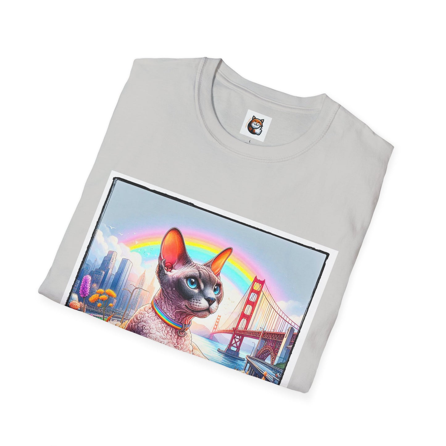 Devon Rex Cat rainbow Softstyle T-Shirt