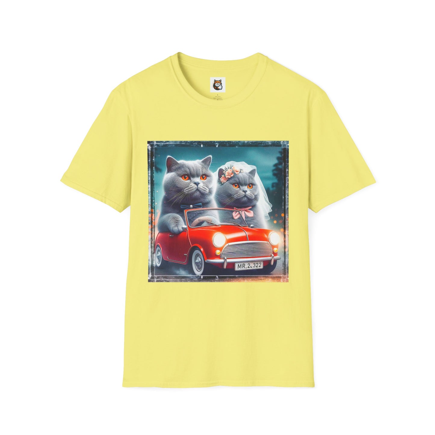 Wacky British Shorthair tiny red car Softstyle T-Shirt