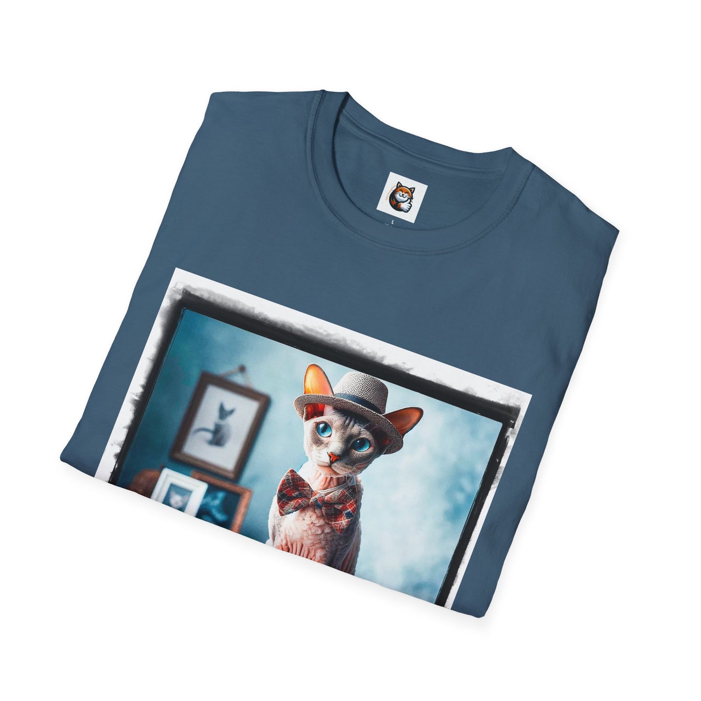 Cornish Rex Cat hat and bow tie Softstyle T-Shirt