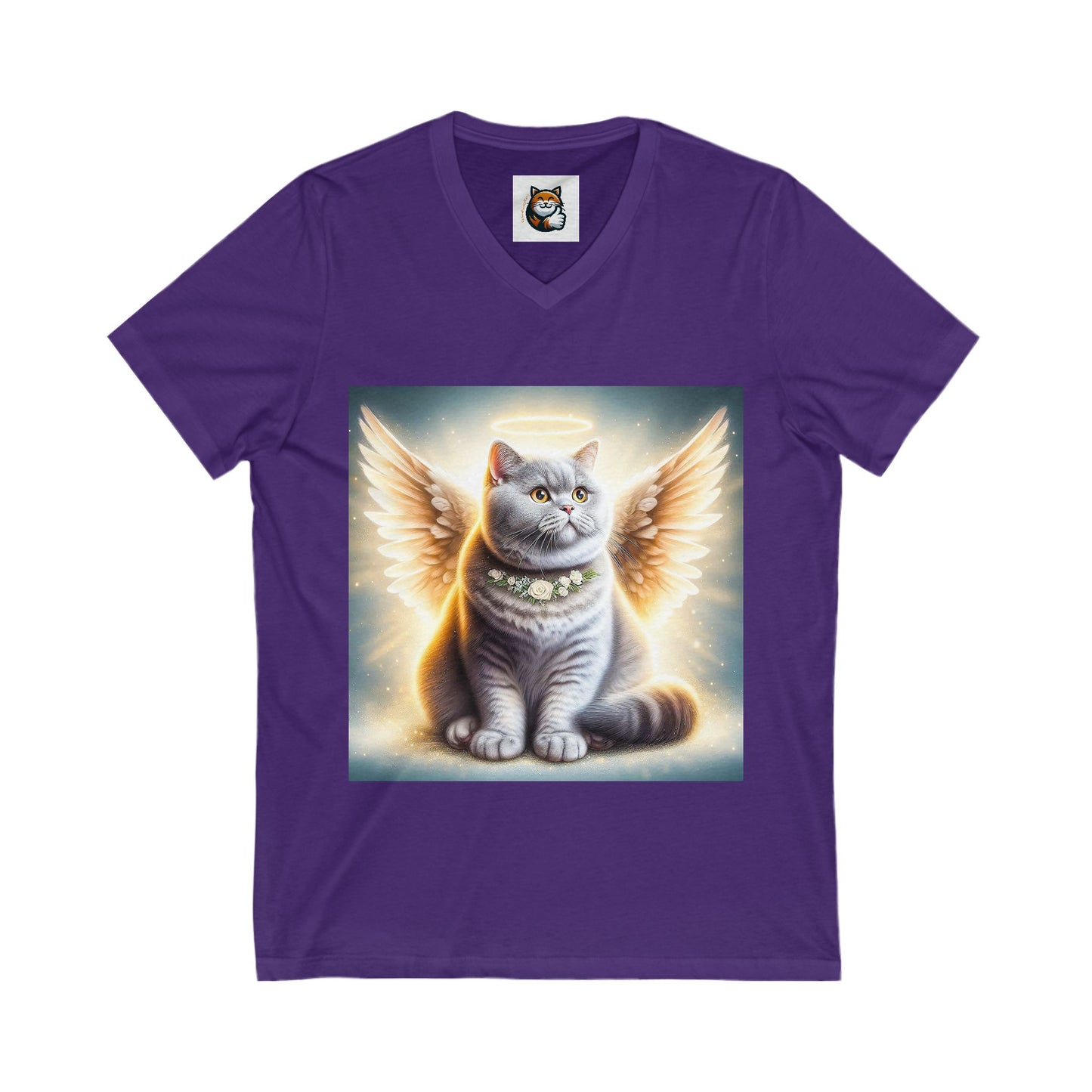 British Shorthair Angel Jersey Short Sleeve V-Neck Tee
