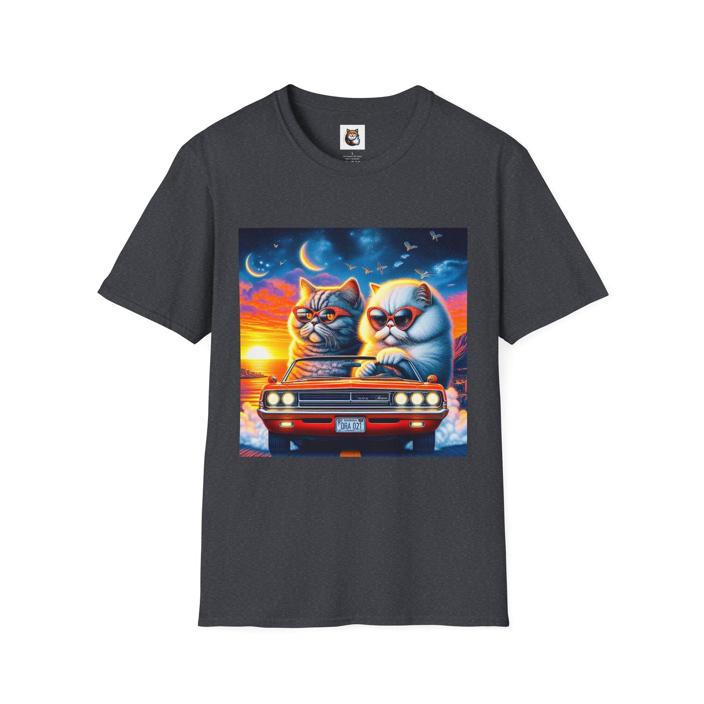 Selkirk Rex Cat T-Shirt sunset driving