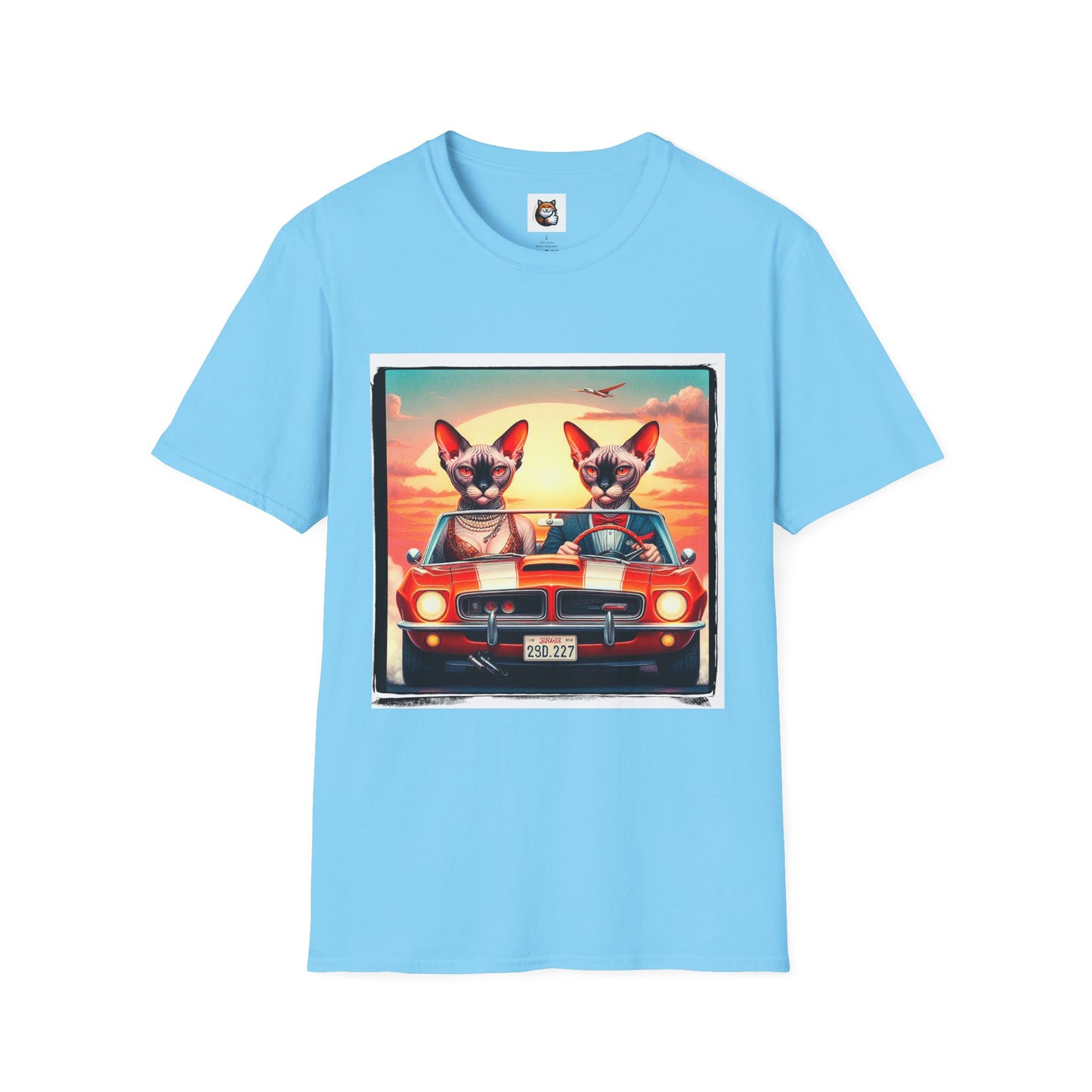 Wacky Devon Rex vintage car Unisex Softstyle T-Shirt