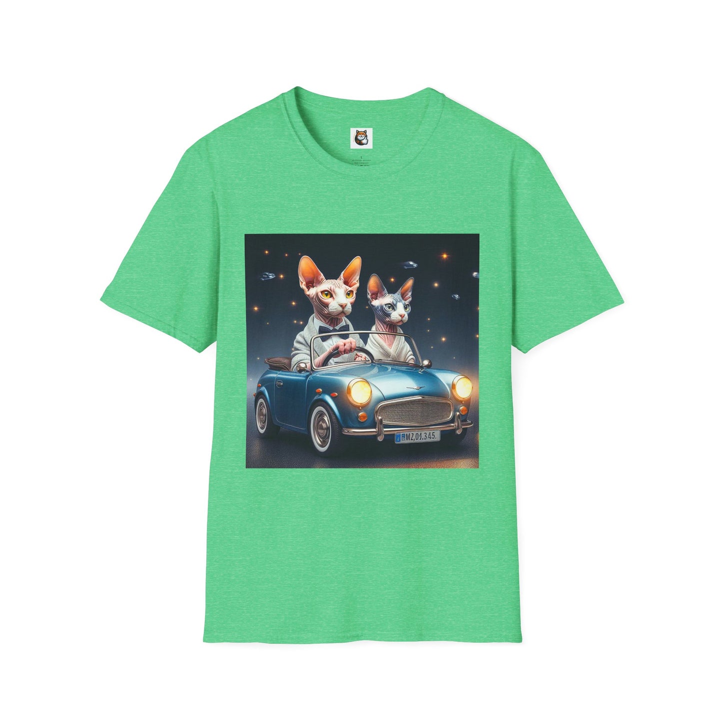 Wacky Sphynx Cat blue car