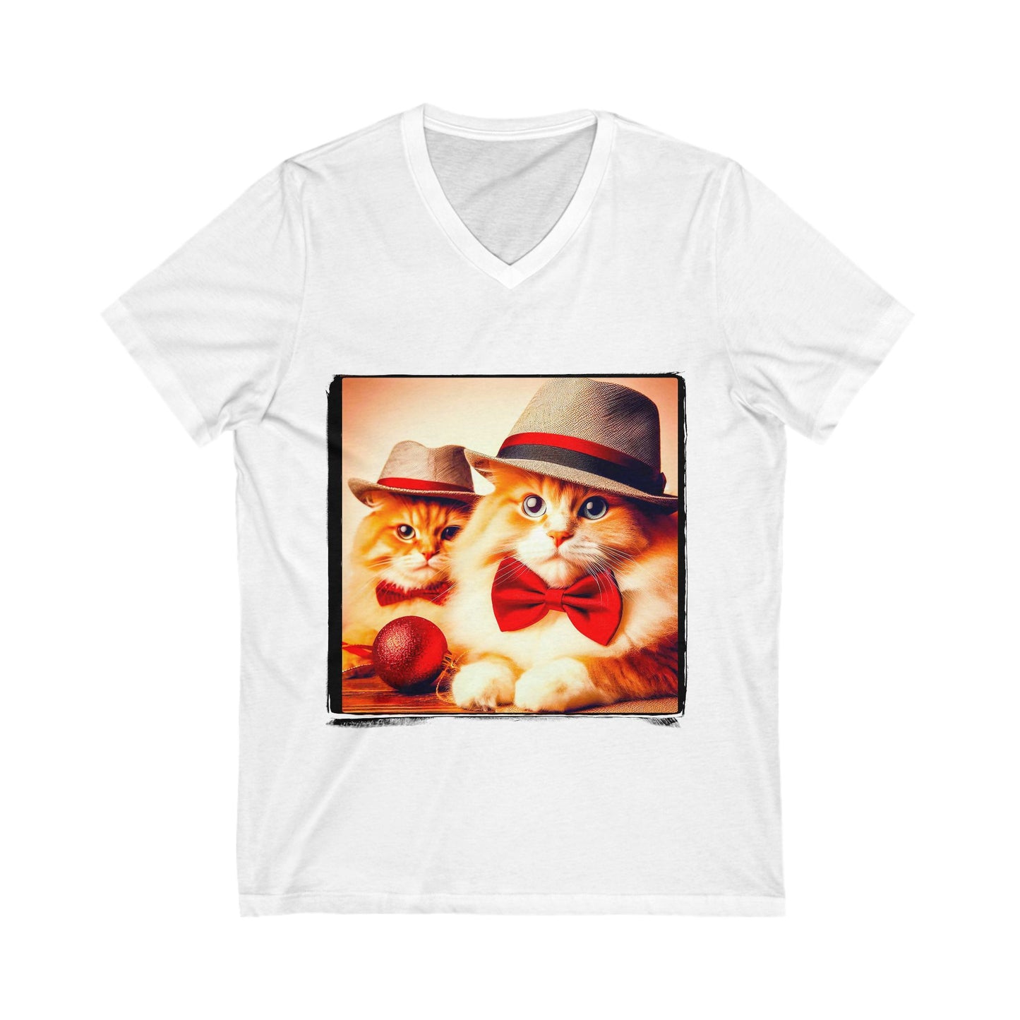 Domestic Cat Unisex Jersey Short Sleeve V-Neck Tee