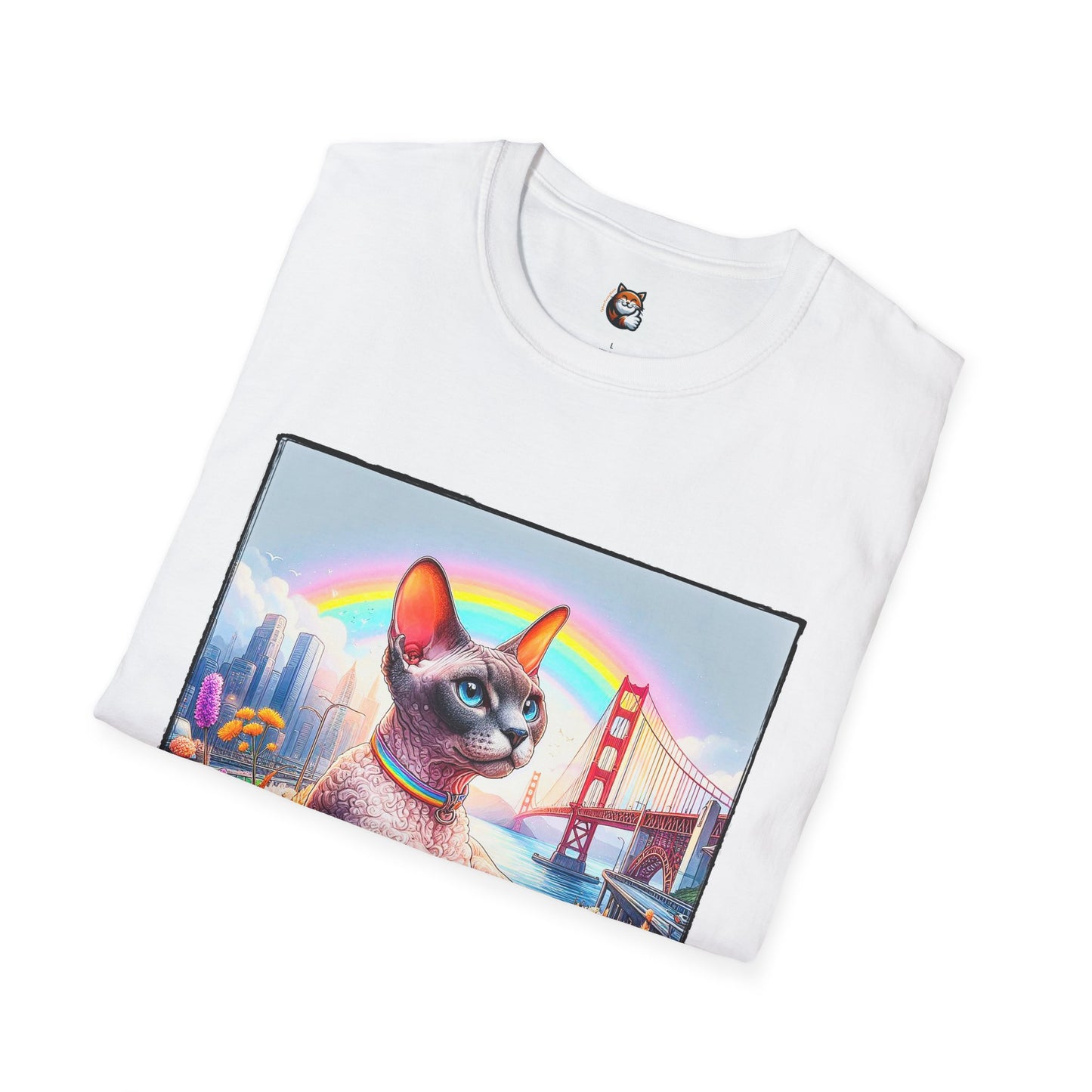 Devon Rex Cat rainbow Softstyle T-Shirt