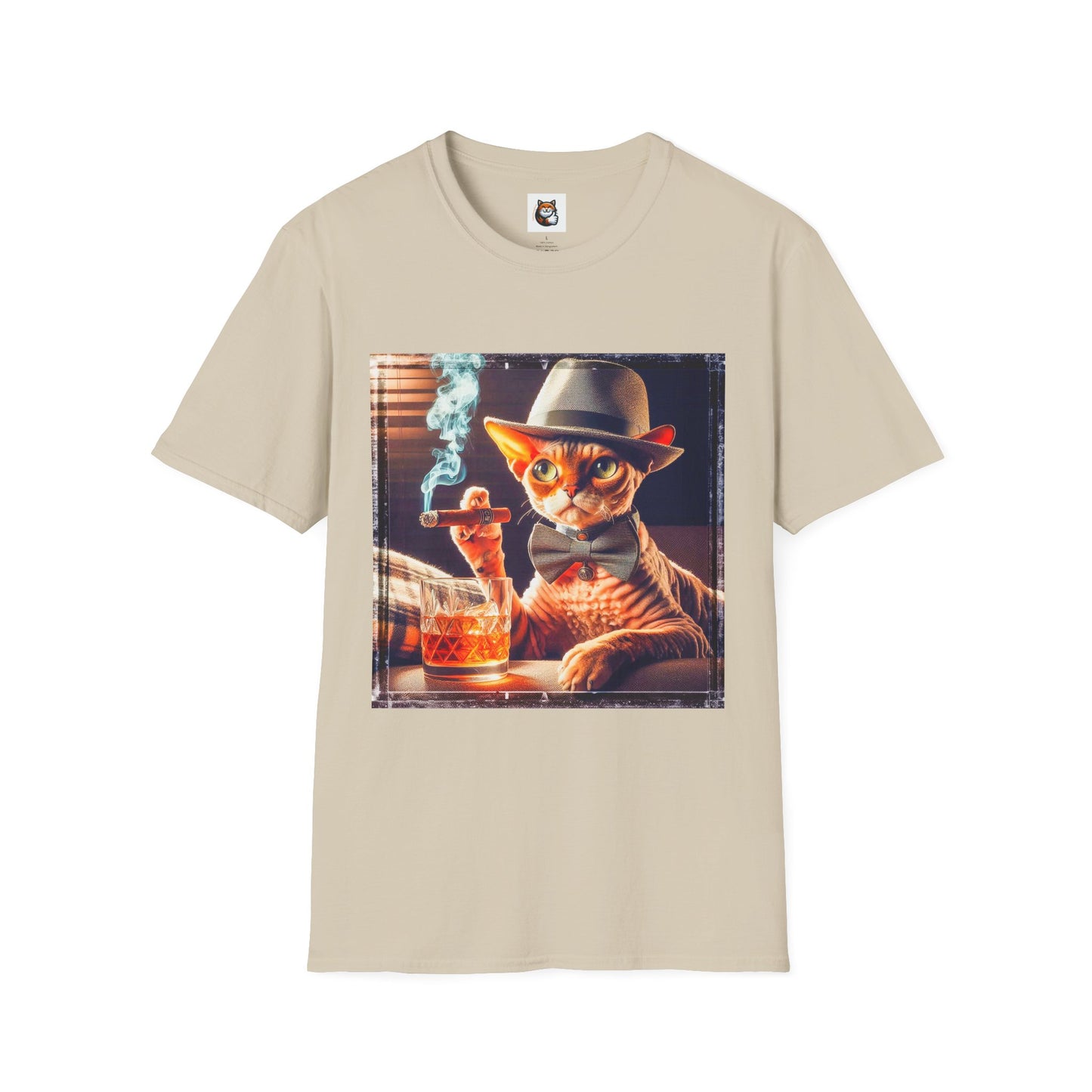 Devon Rex Cat whiskey drinker Softstyle T-Shirt
