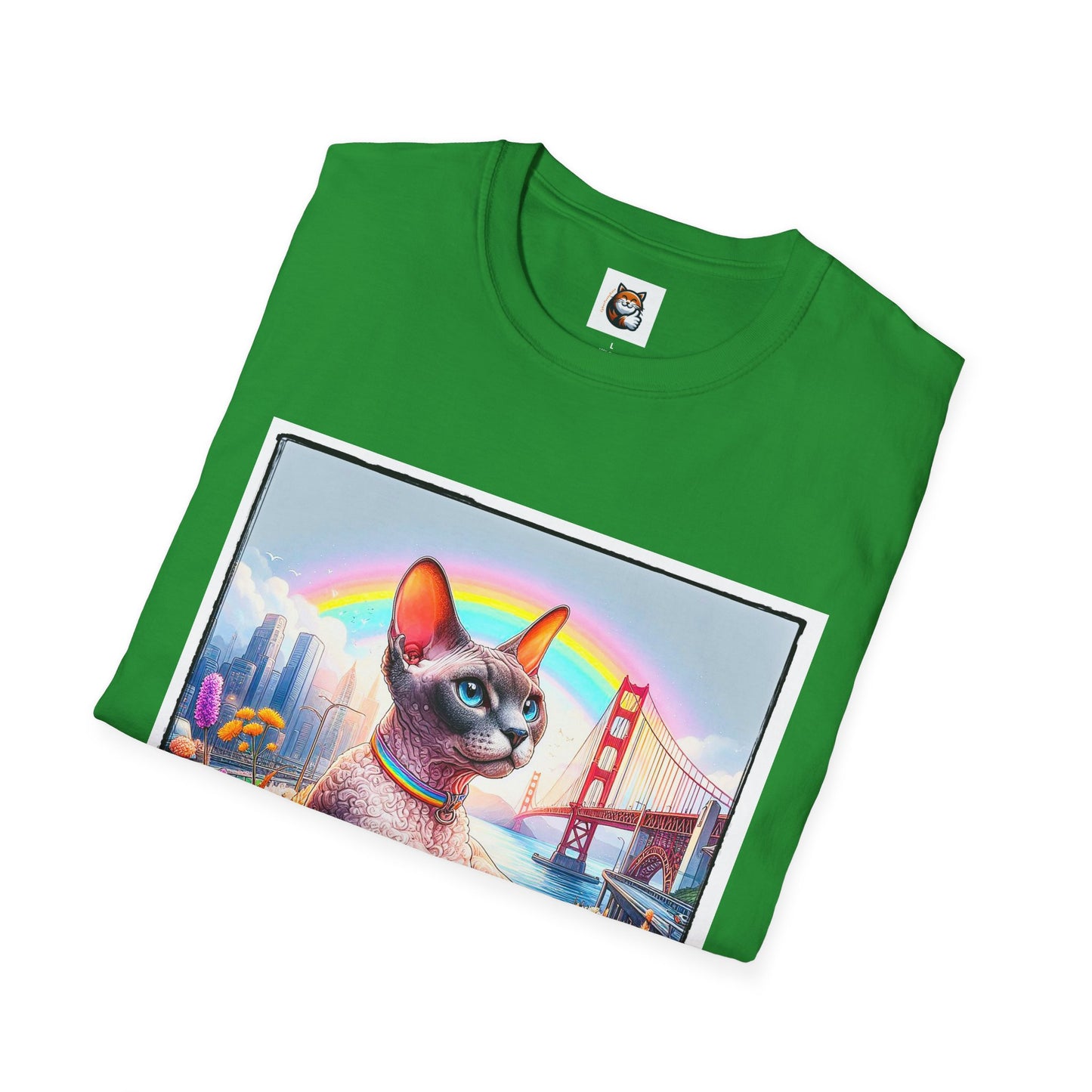Devon Rex Cat rainbow Softstyle T-Shirt