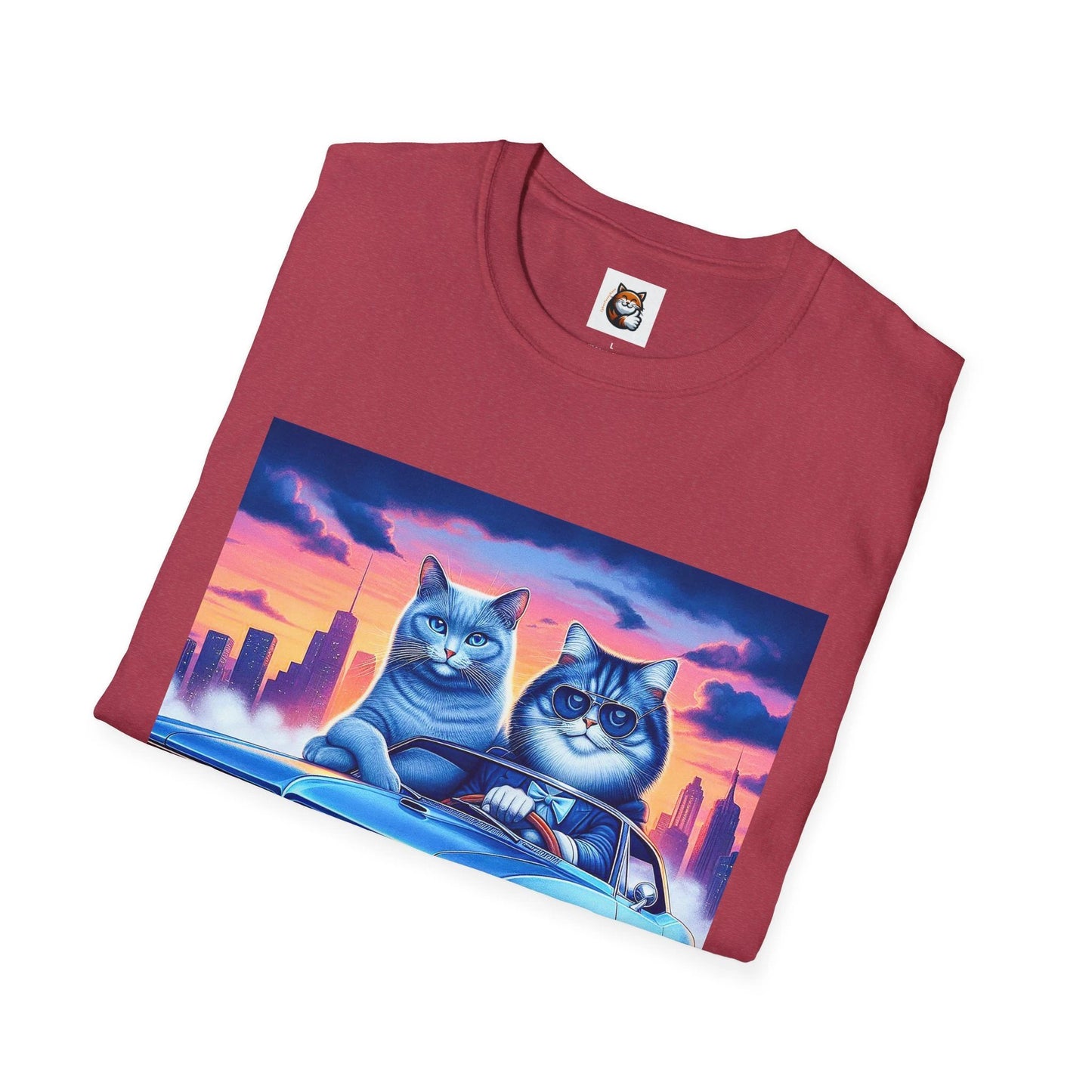 Russian Blue Cat pretty sunset T-Shirt by Printify