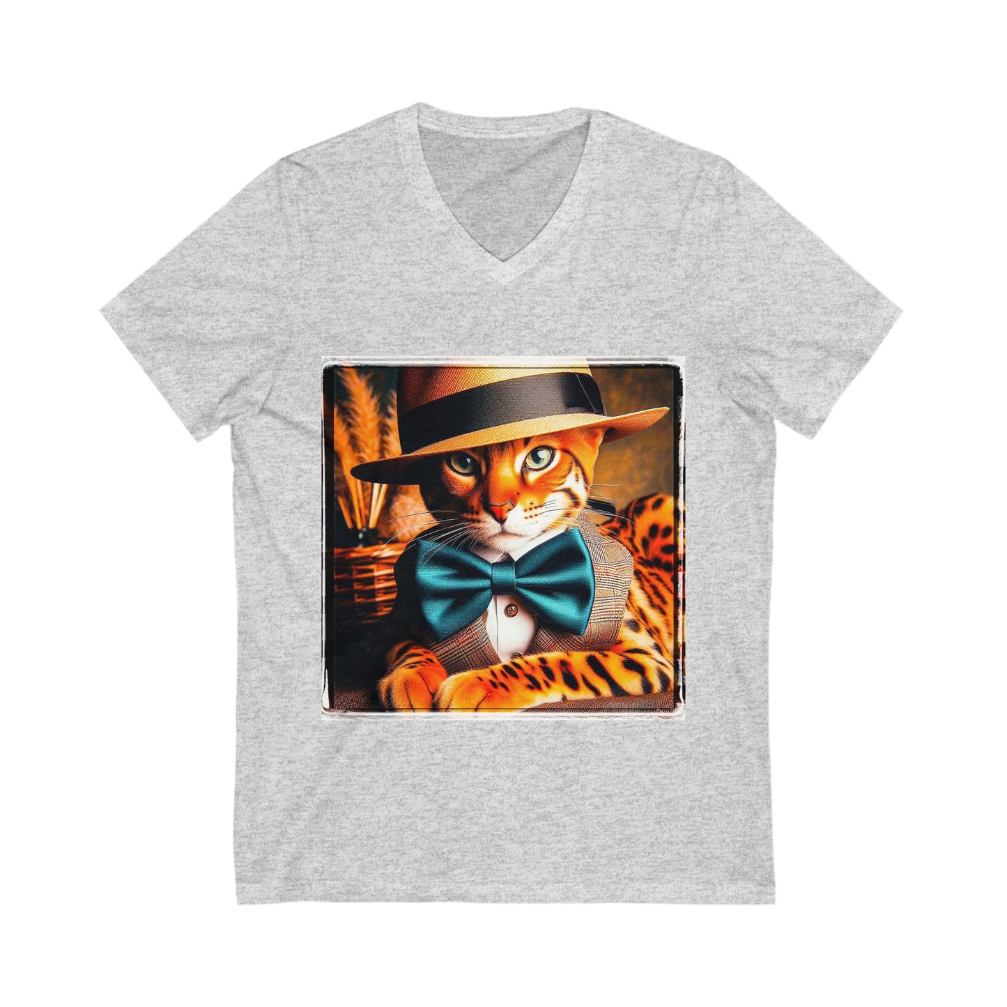 Bengal Unisex bow tie cutie Jersey Short Sleeve V-Neck Tee