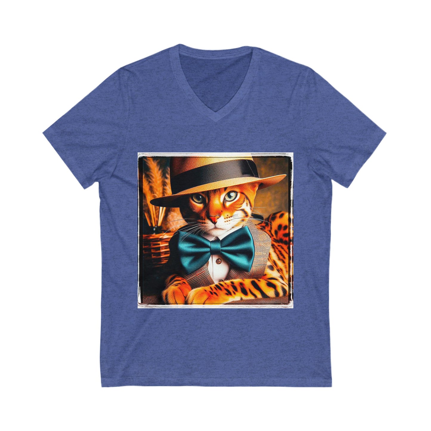 Bengal Unisex bow tie cutie Jersey Short Sleeve V-Neck Tee