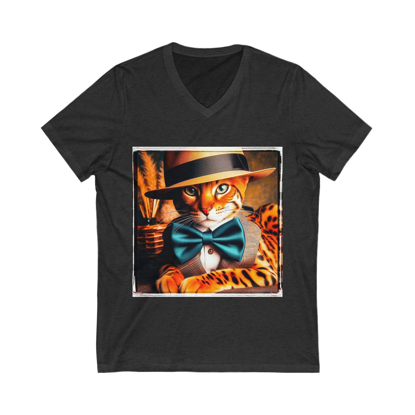 Bengal Unisex bow tie cutie Jersey Short Sleeve V-Neck Tee