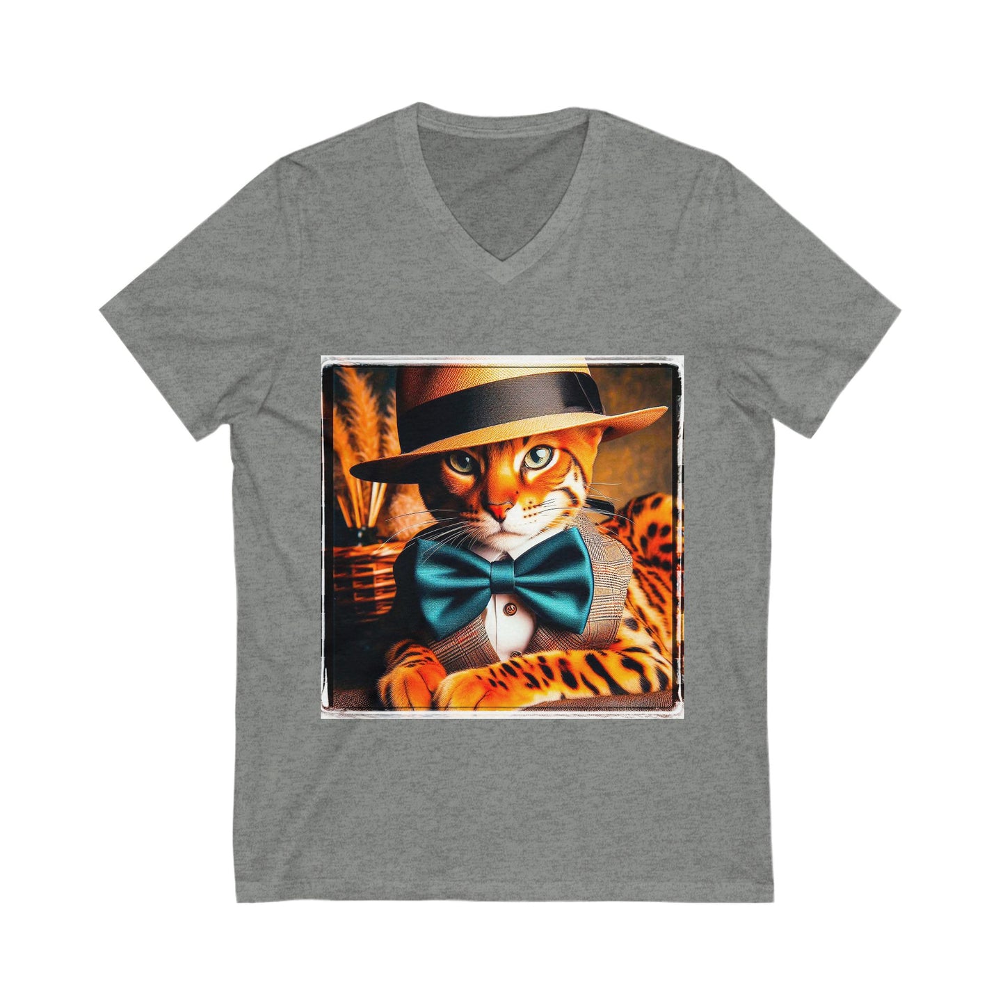 Bengal Unisex bow tie cutie Jersey Short Sleeve V-Neck Tee
