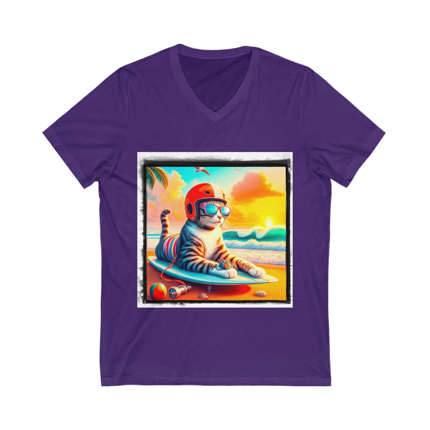 Domestic Cat Unisex Jersey Short Sleeve V-Neck Tee