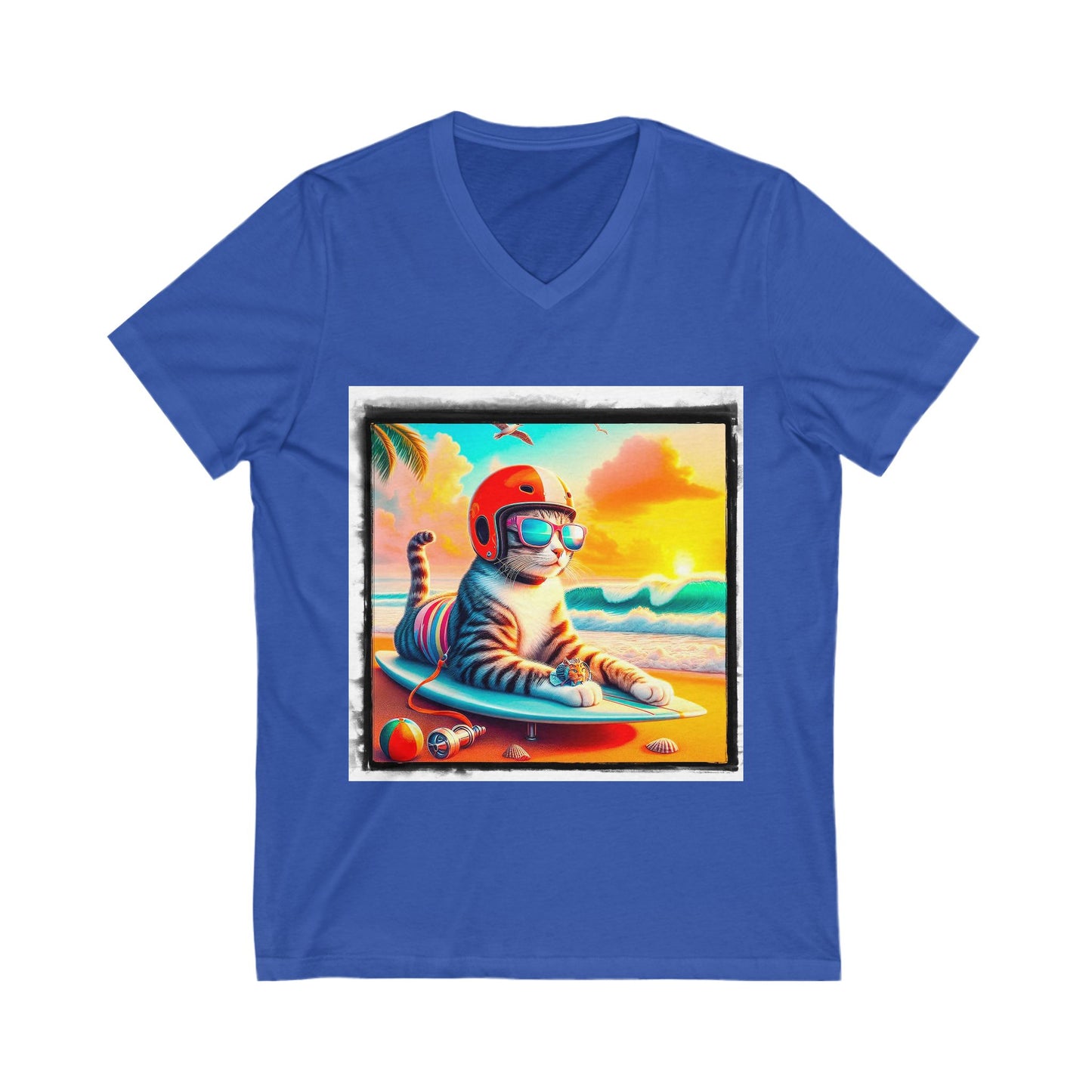 Domestic Cat Unisex Jersey Short Sleeve V-Neck Tee