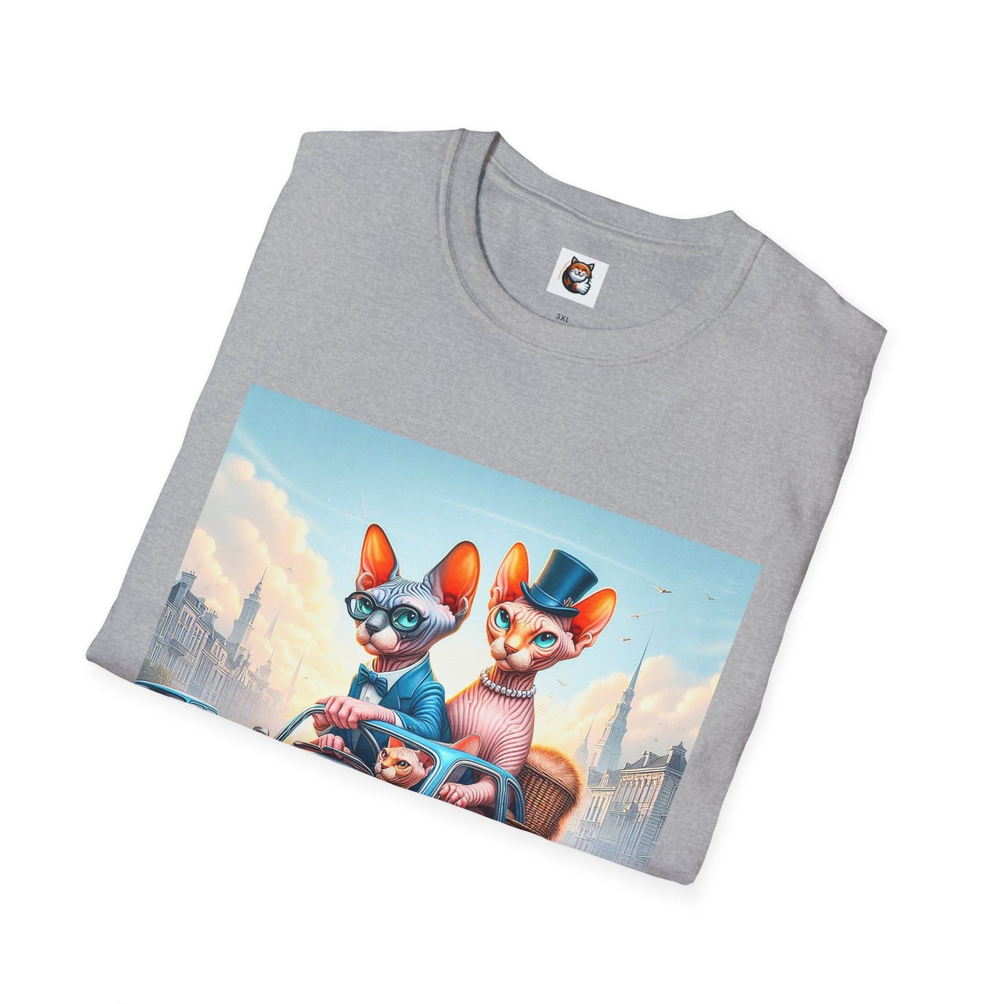 Wacky Sphynx Cat blue car